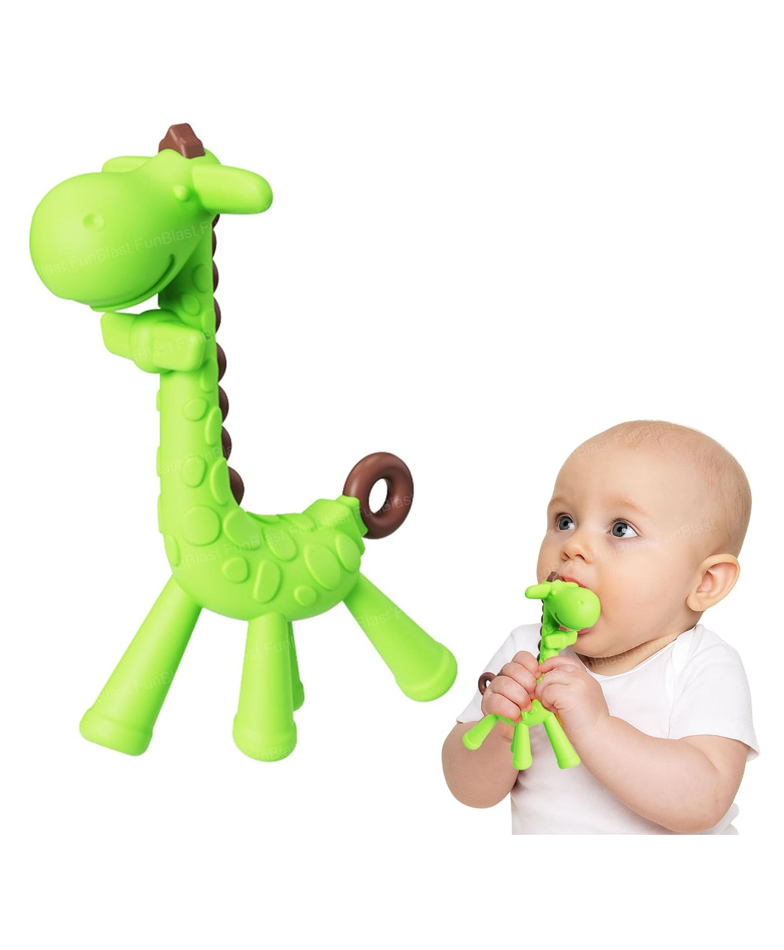 FunBlast Giraffe Silicone Baby Teether Toy for Kids Pack of 1 (Green)-image-21