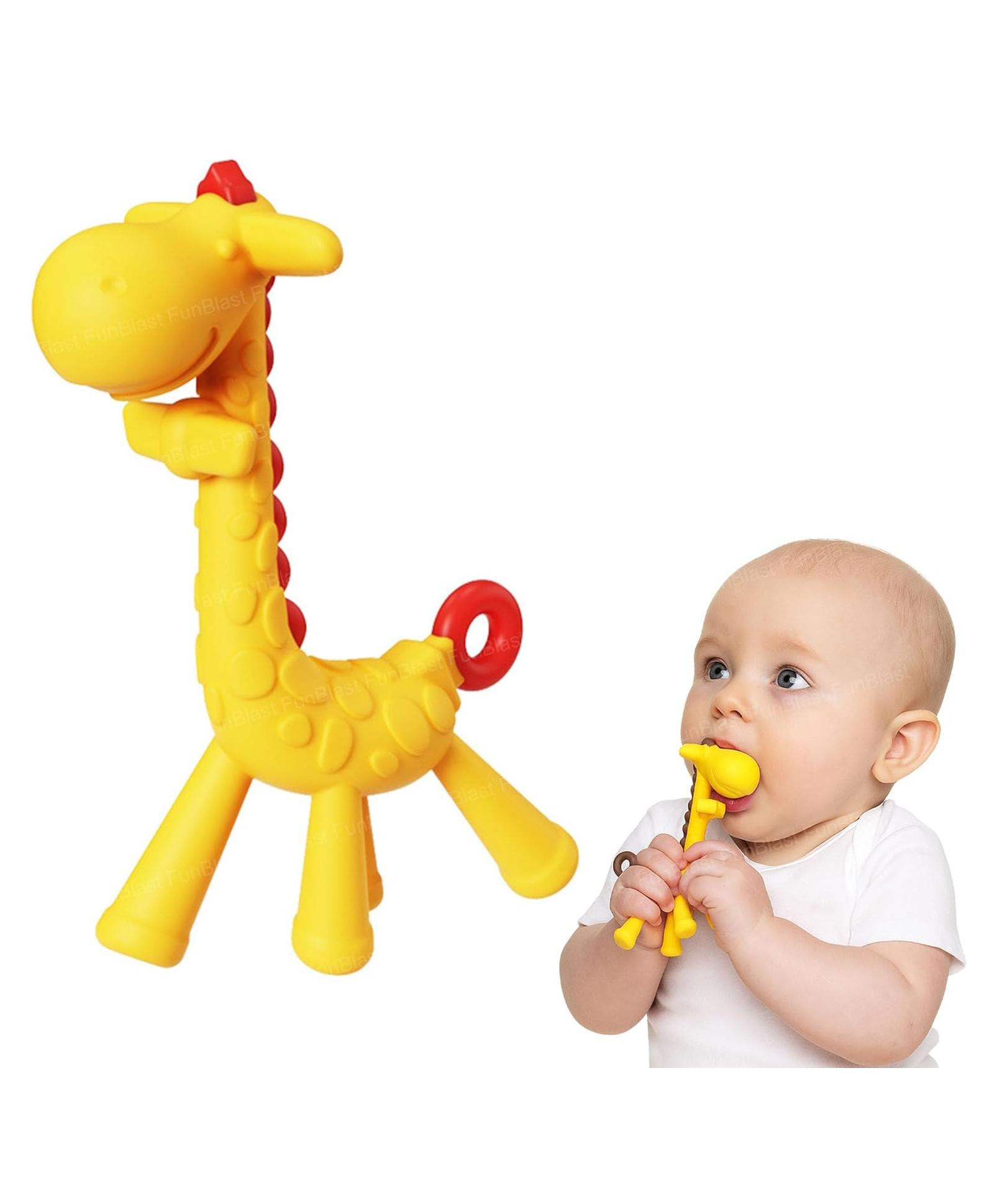 FunBlast Giraffe Silicone Baby Teether Toy for Babies Pack of 1 (Yellow)-picture-23