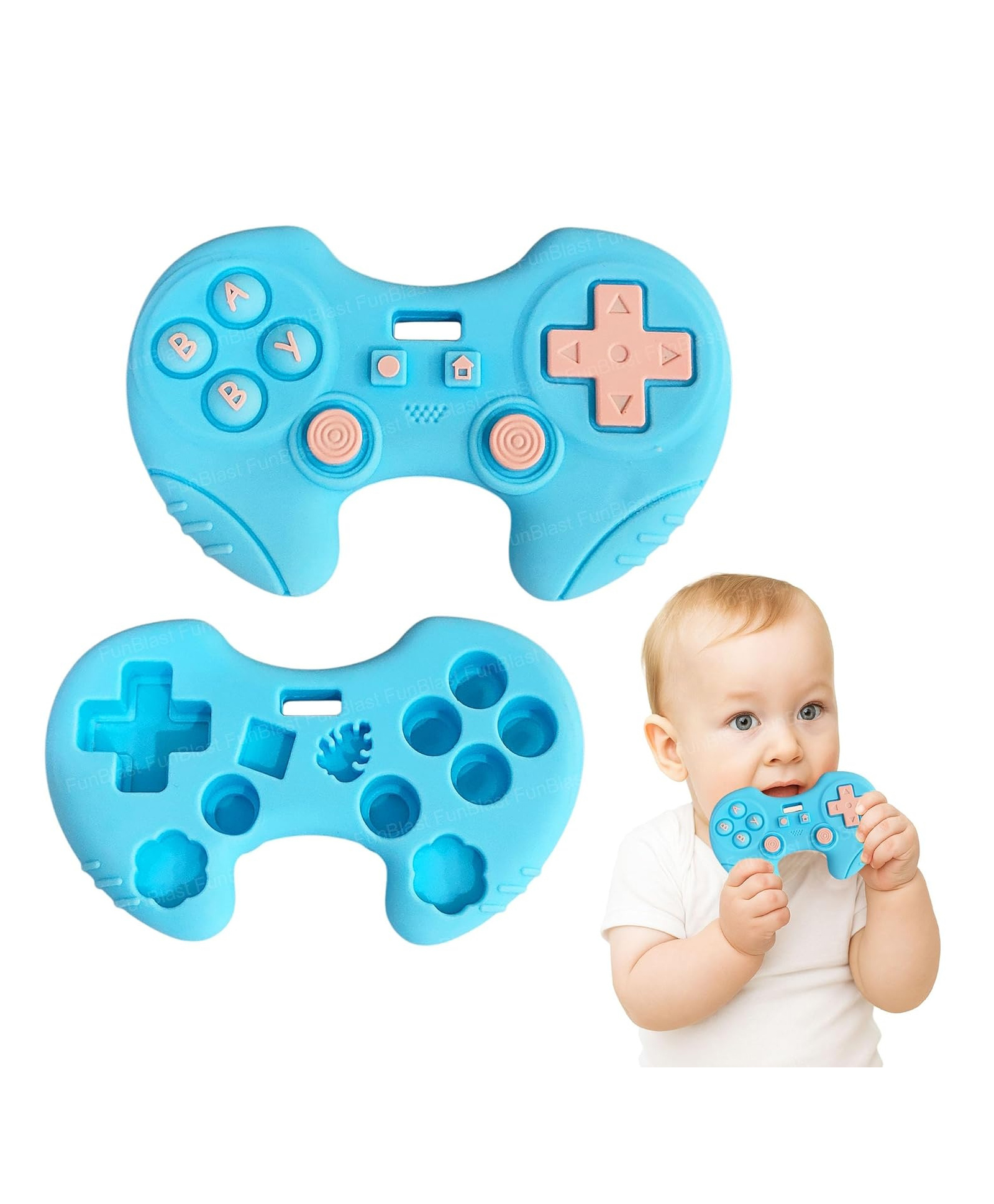 FunBlast Gaming Remote Silicone Baby Teether Toy for Babies Pack of 1 (Blue)-picture-48