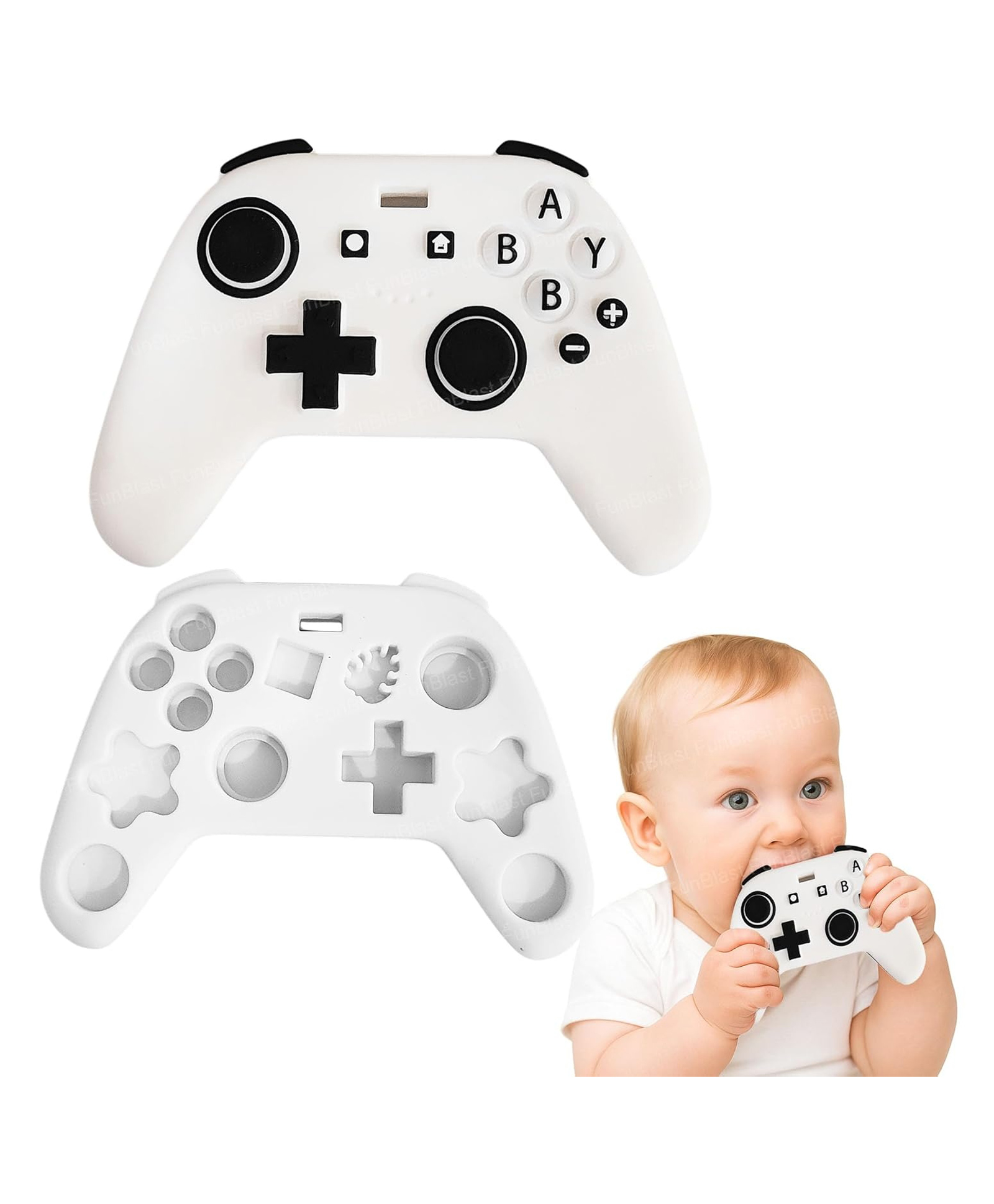 FunBlast Gaming Remote Silicone Baby Teether Toy for Babies Pack of 1 (White)-picture-24