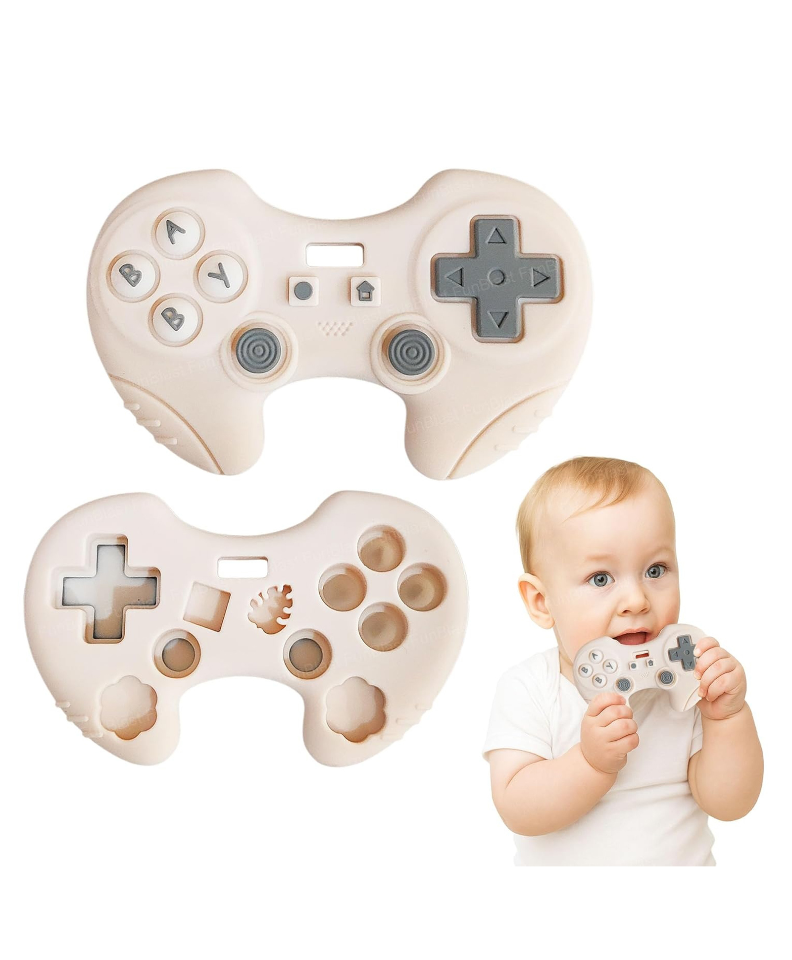 FunBlast Gaming Remote Silicone Baby Teether Toy for Babies Pack of 1 (Beige)-picture-42