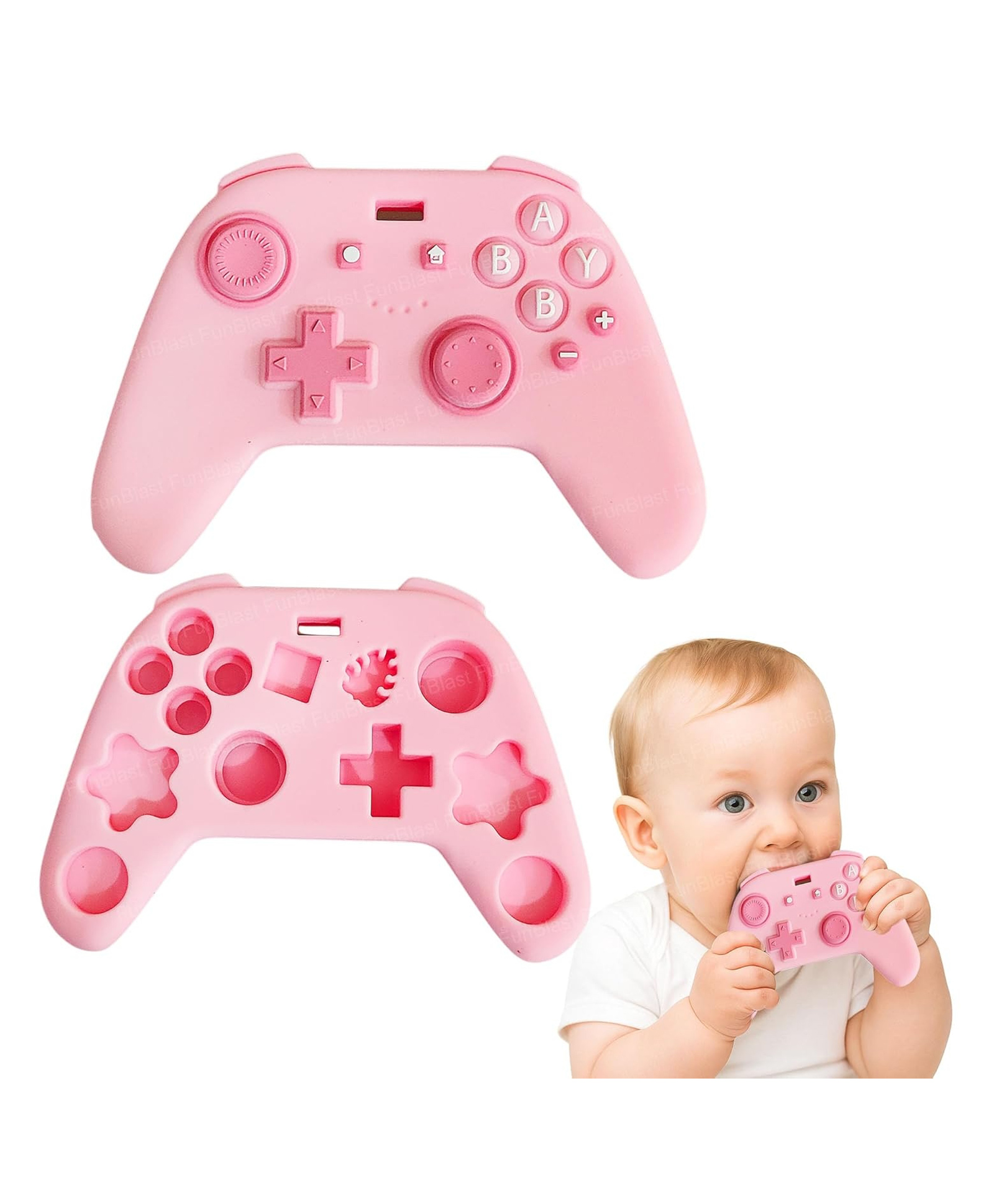 FunBlast Gaming Remote Silicone Baby Teether Toy for Babies Pack of 1 (Pink)-picture-45