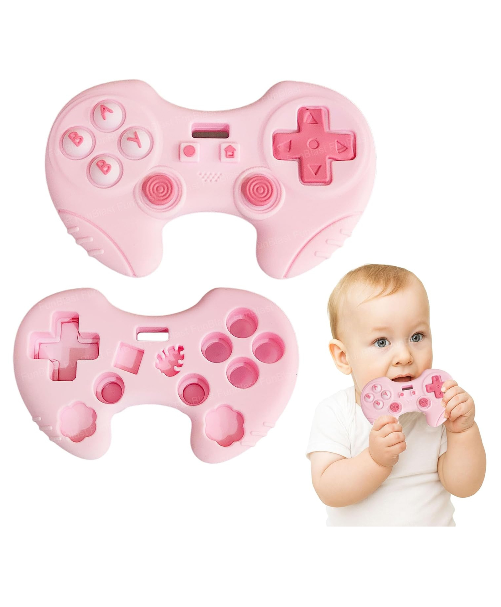 FunBlast Gaming Remote Silicone Infants Teether Toy for Babies Pack of 1 (Pink-)-image-0