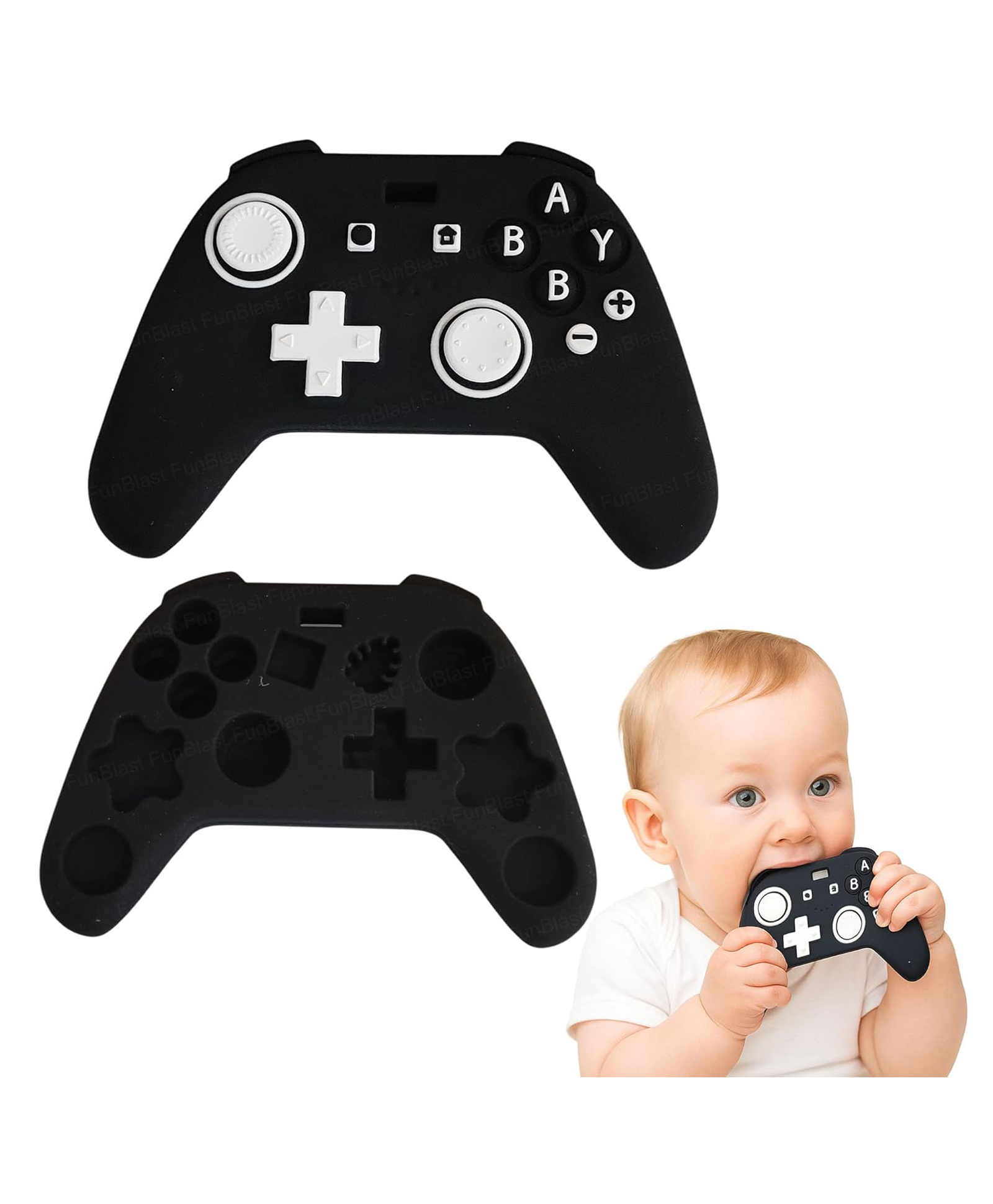 FunBlast Gaming Remote Silicone Baby Teether Toy for Babies Pack of 1 (Black)-picture-41