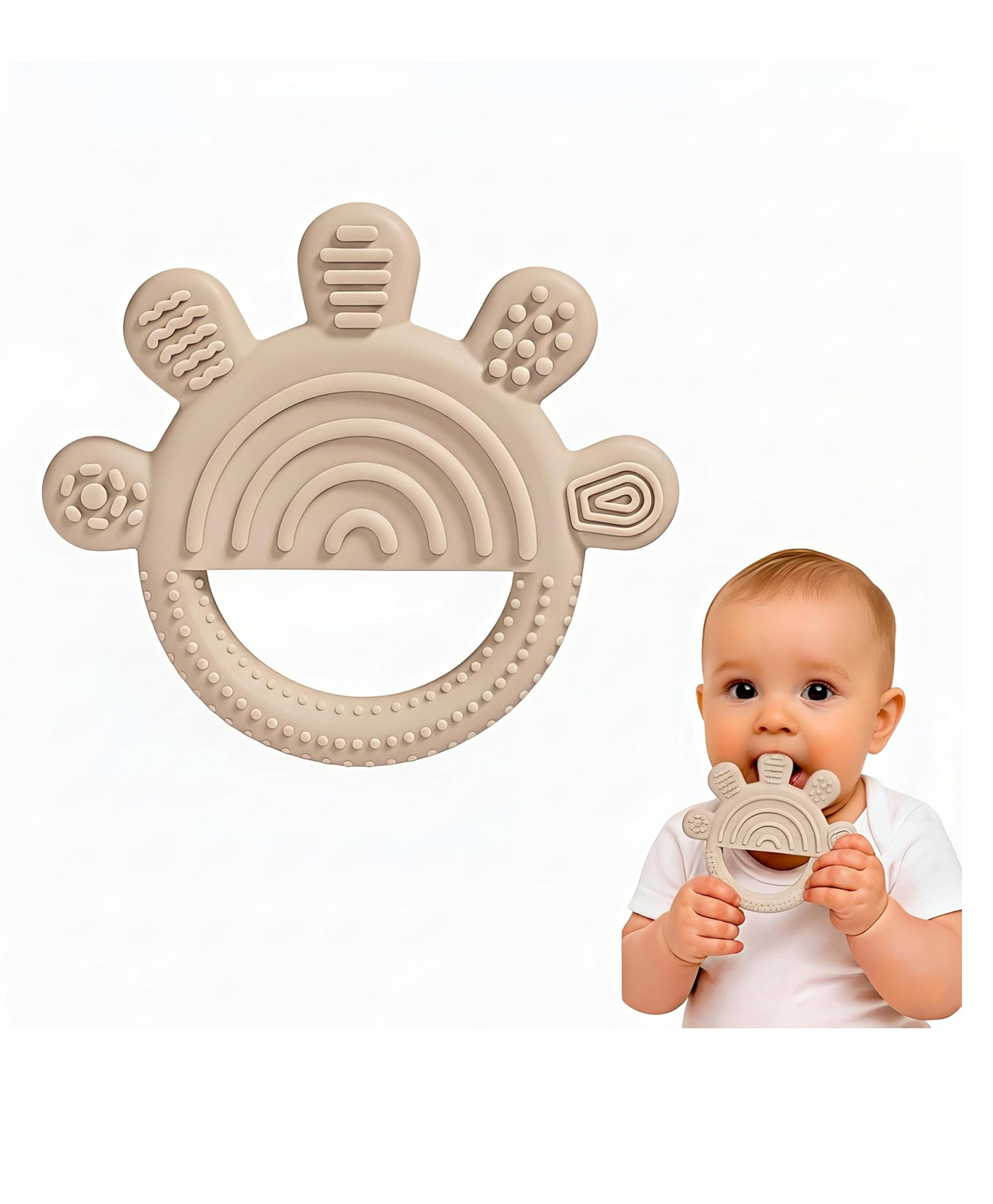FunBlast Round Shape Silicone Baby Teether Toy for Babies Pack of 1 (Brown)-picture-13