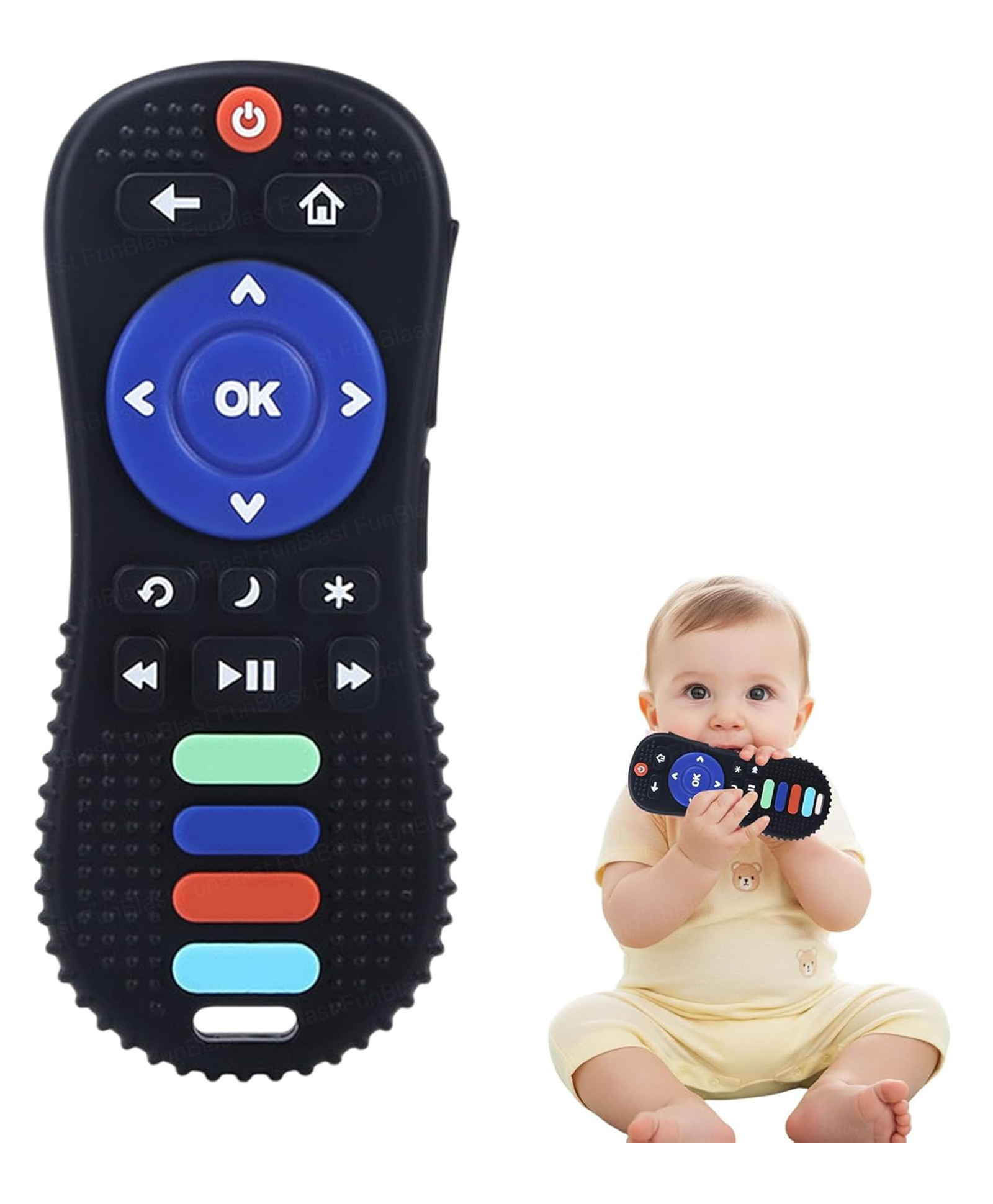 FunBlast Remote Shape Silicone Baby Teether Toy for Babies Pack of 1 (BlackB)-image-38