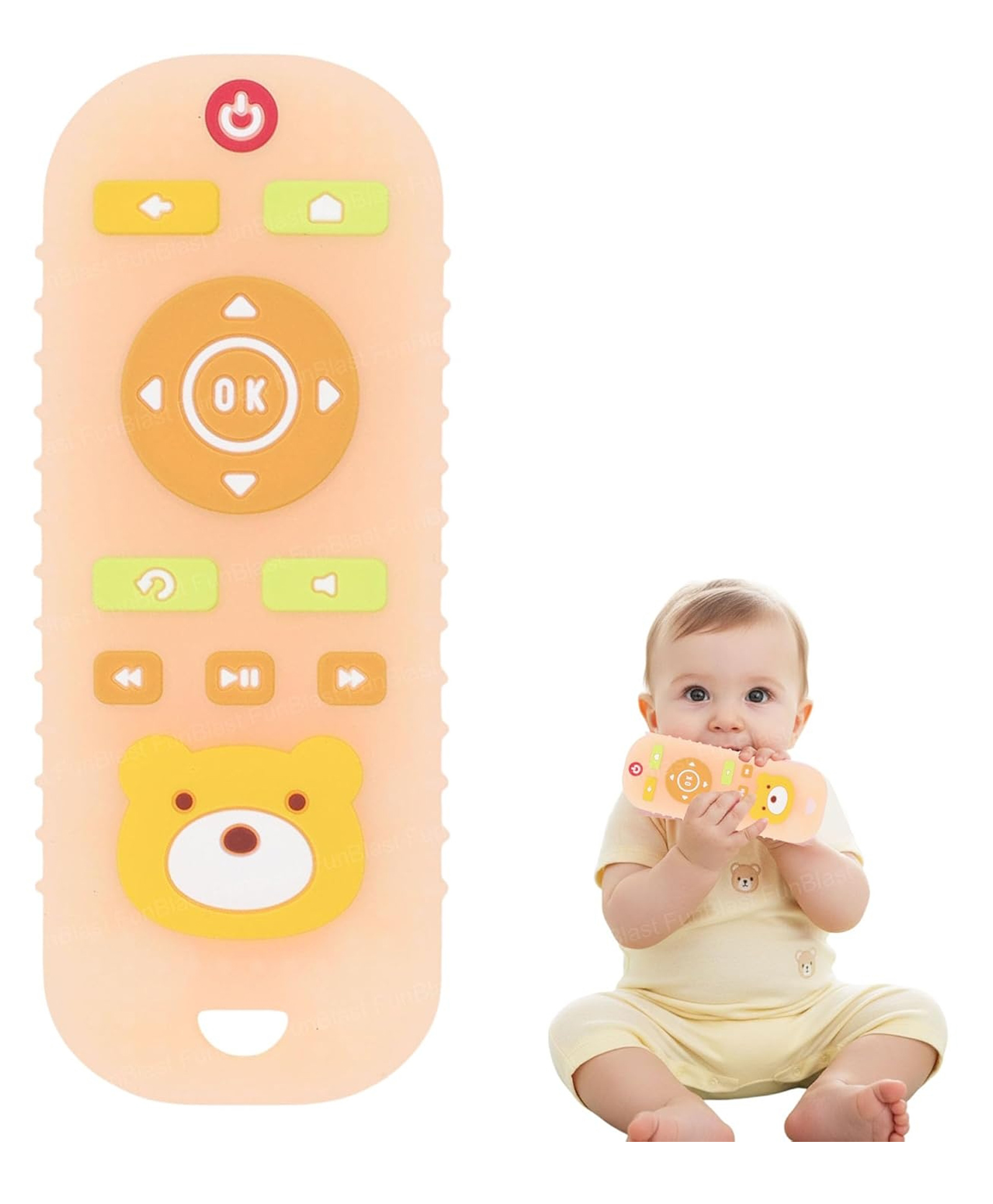 FunBlast Remote Shape Silicone Baby Teether Toy for Babies Pack of 1 (Orange)-image-48