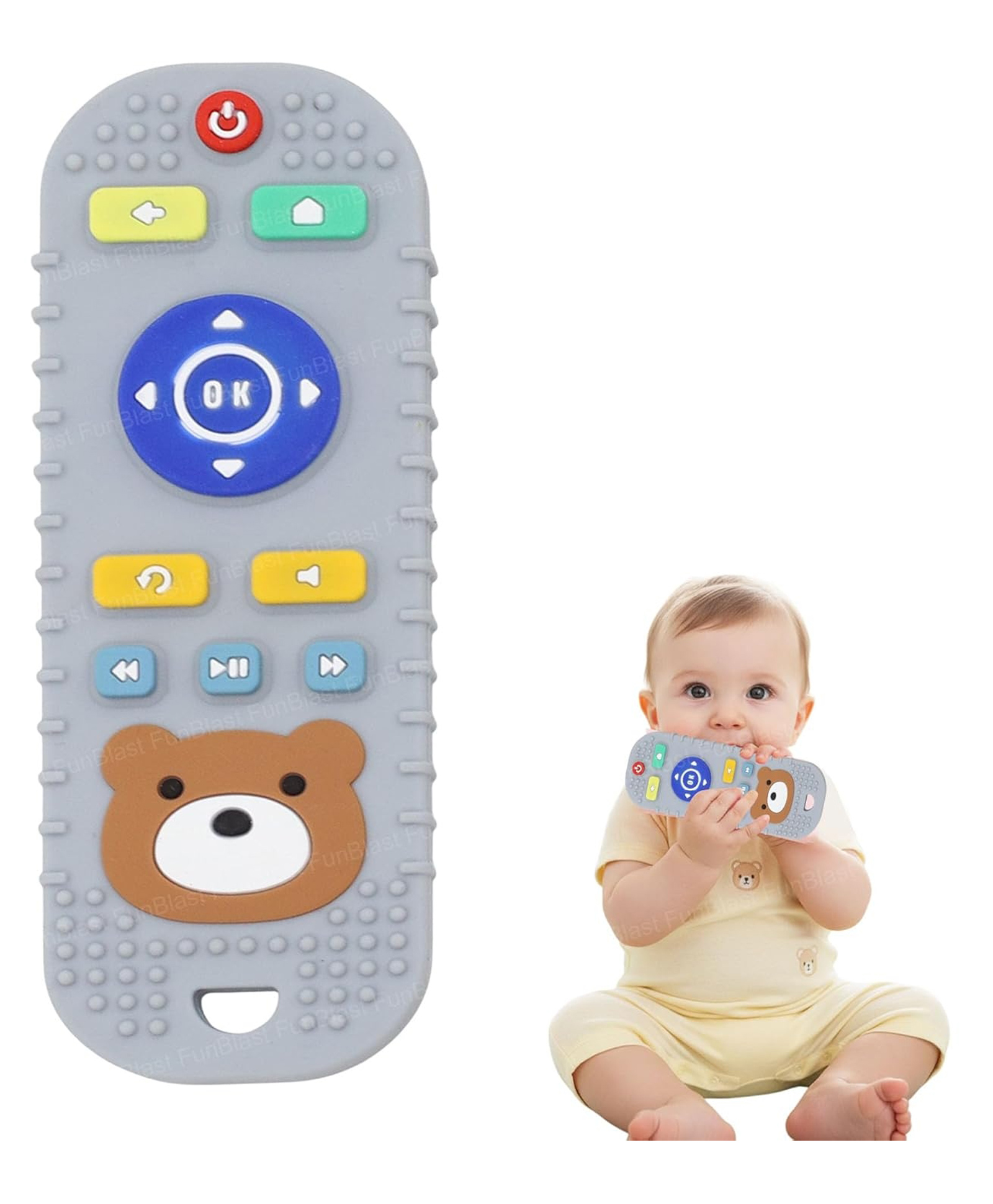 FunBlast Remote Shape Silicone Baby Teether Toy for Babies Pack of 1 (Grey-)-picture-20