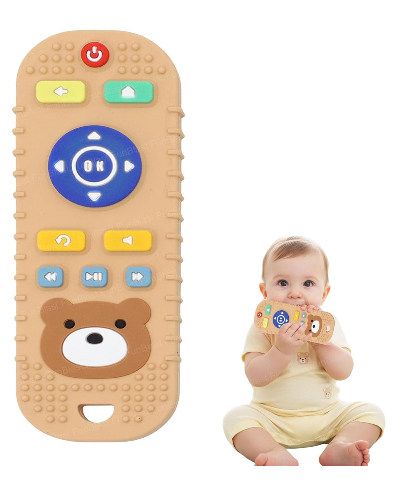 FunBlast Remote Shape Silicone Baby Teether Toy for Babies Pack of 1 (BrownA)-picture-15