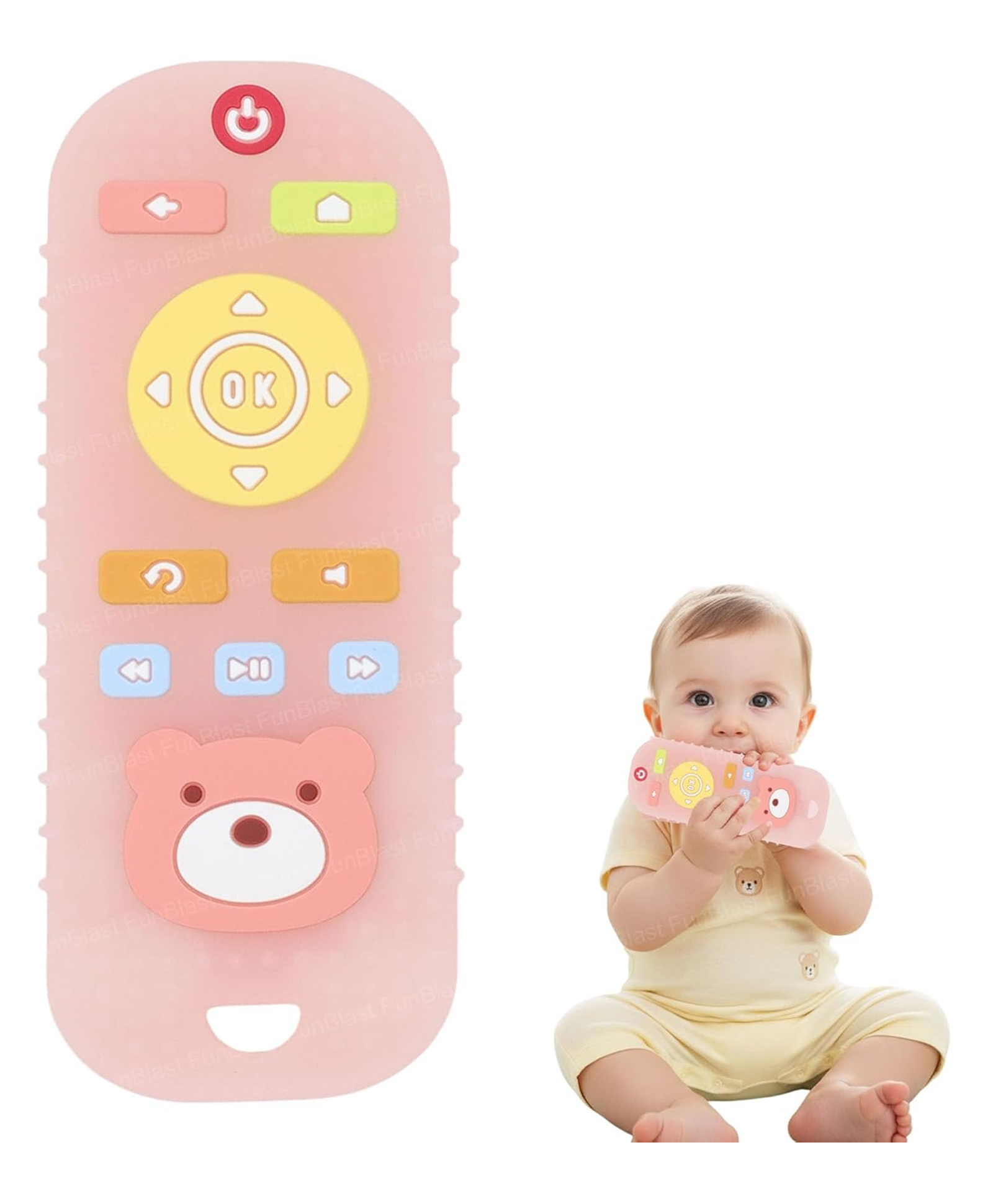 FunBlast Remote Shape Silicone Baby Teether Toy for Babies Pack of 1 (Pink)-picture-27