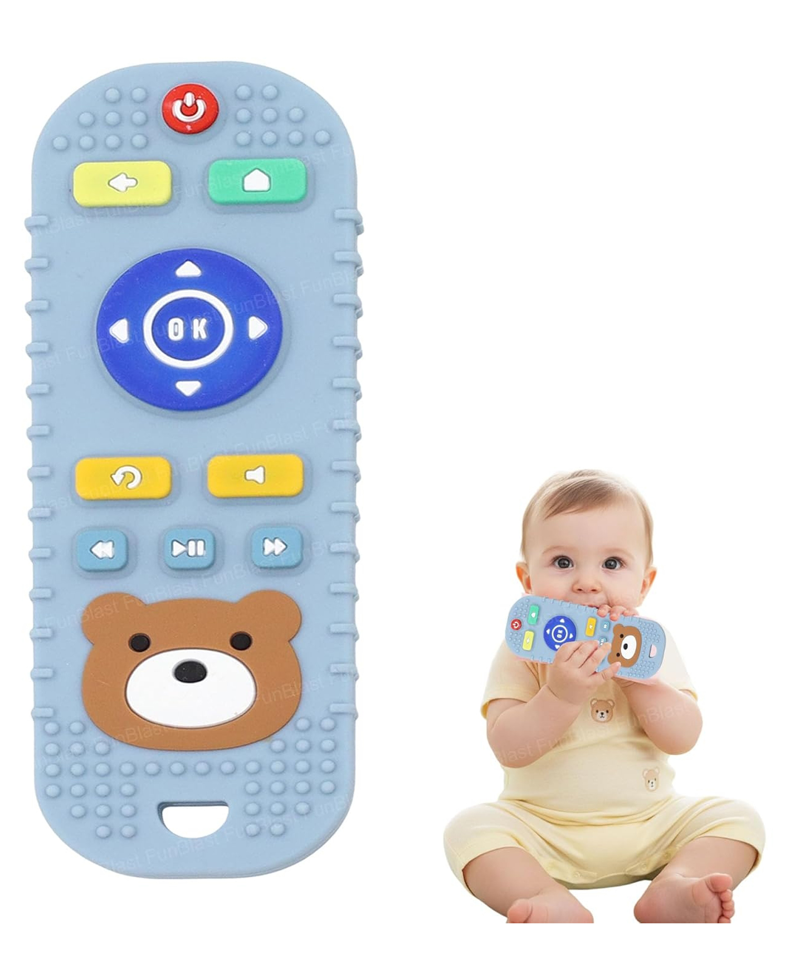 FunBlast Remote Shape Silicone Baby Teether Toy for Babies Pack of 1 (Light Blue)-picture-21