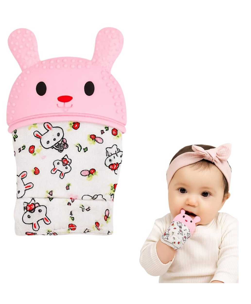 FunBlast Silicon Baby Teething Mitten Toy for Babies Pack of 1 (LightPink)-picture-28