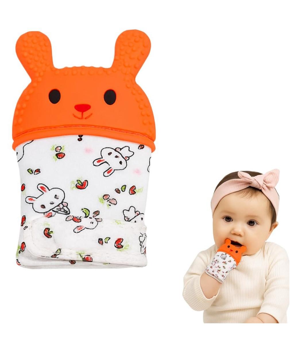 FunBlast Silicon Baby Teething Mitten Toy for Babies Pack of 1 (Orange)-image-23