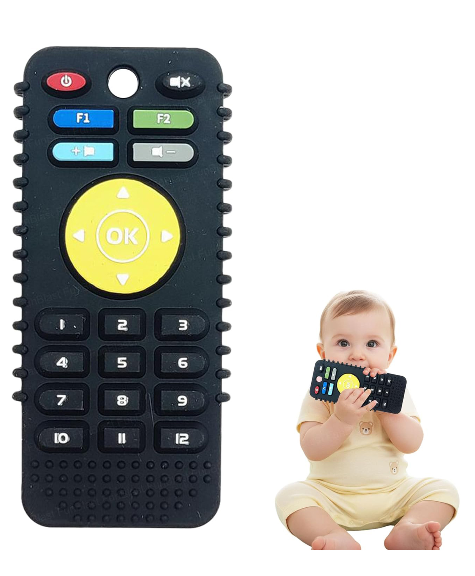 FunBlast Remote Shape Silicone Baby Teether Toy for Babies Pack of 1 (Black)-image-15