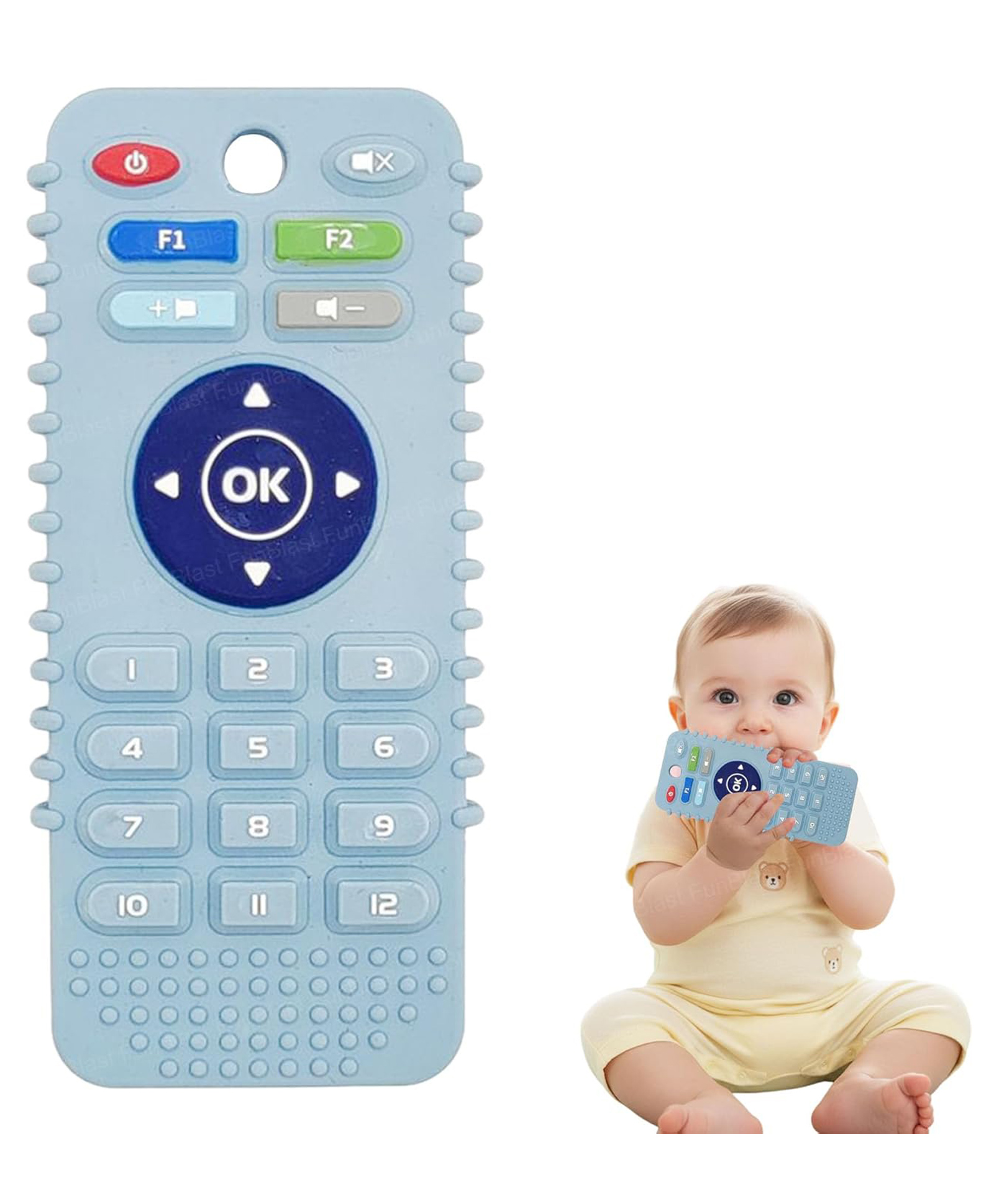 FunBlast Remote Shape Silicone Baby Teether Toy for Babies Pack of 1 (LightBlue)-image-7