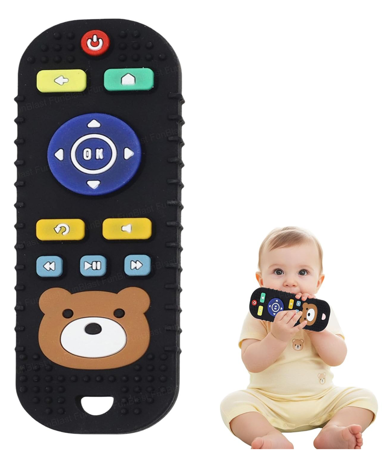 FunBlast Remote Shape Silicone Baby Teether Toy for Babies Pack of 1 (Black)-picture-22