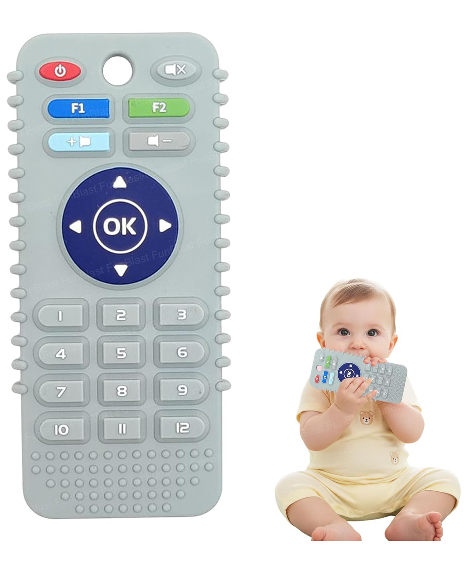 FunBlast Remote Shape Silicone Baby Teether Toy for Babies Pack of 1 (Grey)-picture-17