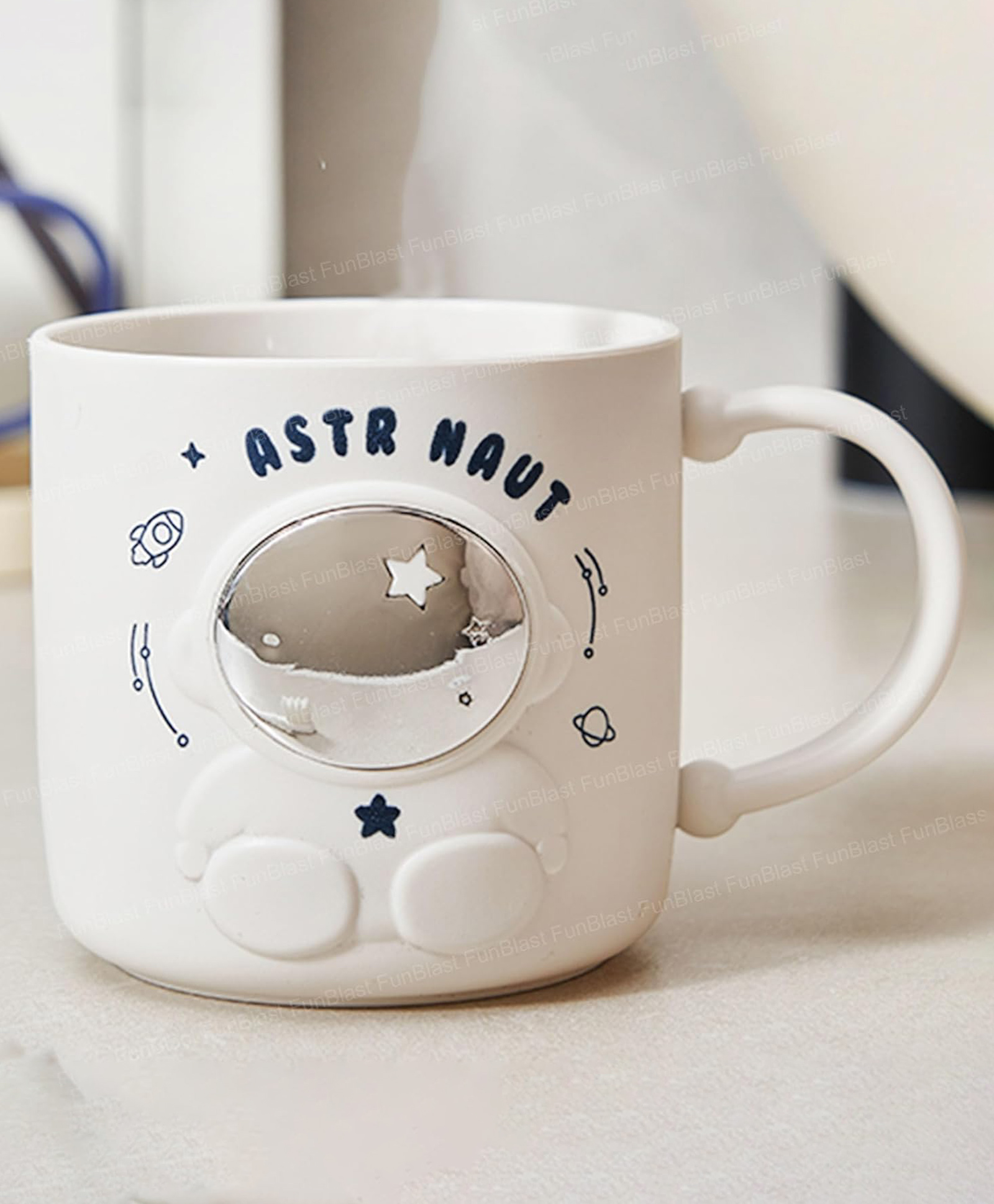 FunBlast Space Design Milk Mug for Kids Pack of 1 (390 ml)(White)-image-40