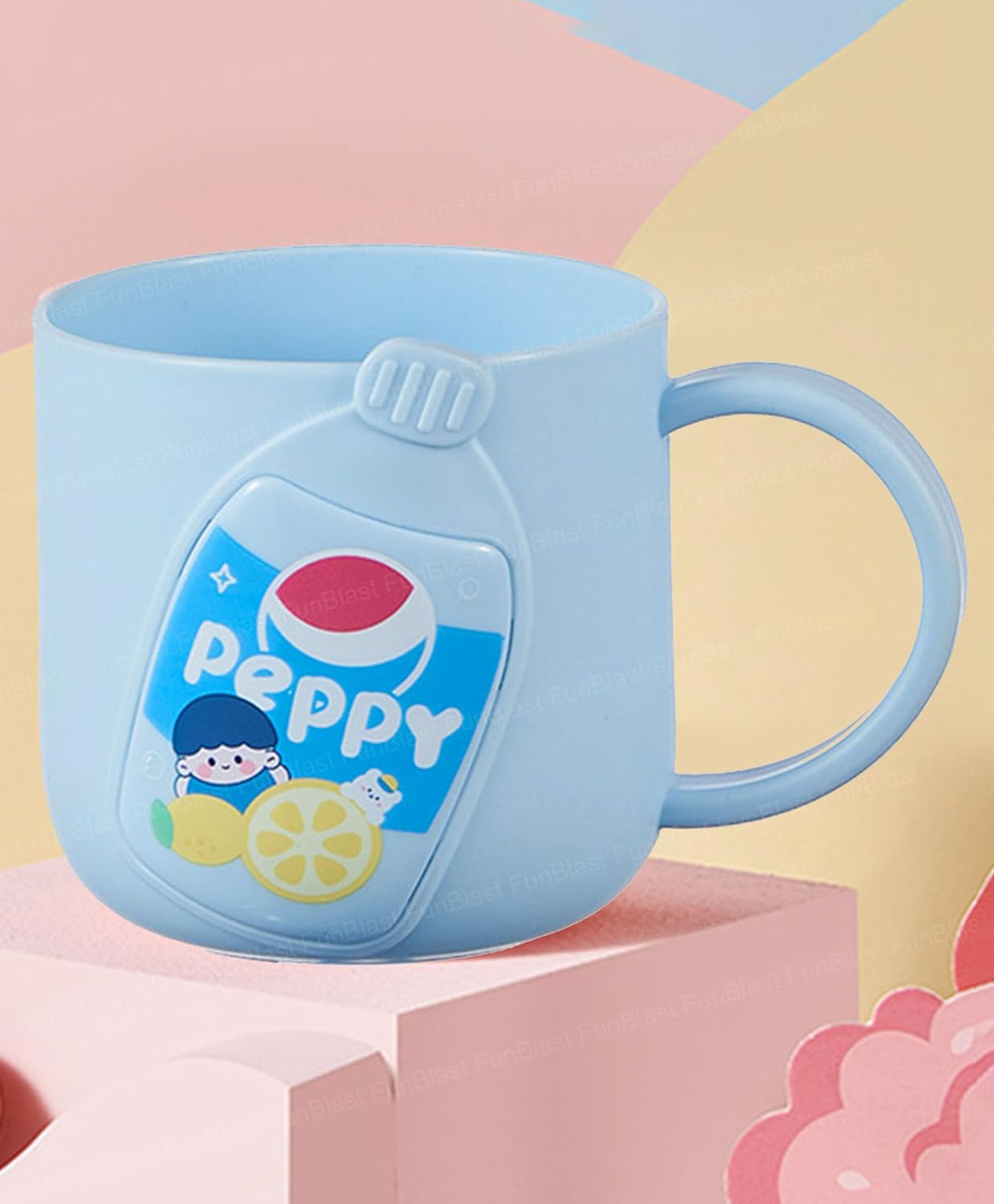 FunBlast Cartoon Design Milk Mug for Children Pack of 1 (320 ml) (Sky-blue)-picture-13