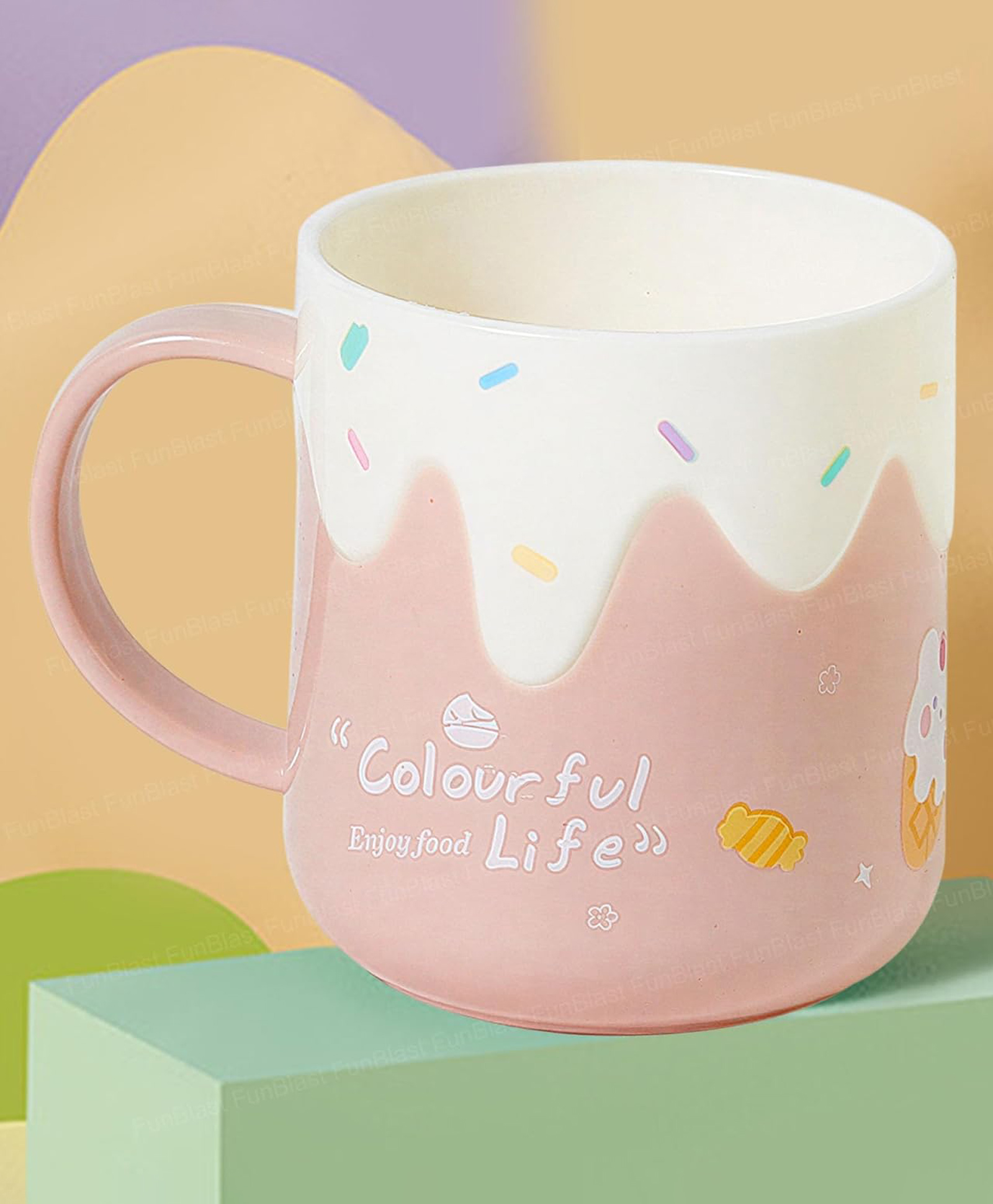 FunBlast Unbreakable Milk Drinking Mug for Kids - Pack of 1 (Pink)(420 ml)-picture-22
