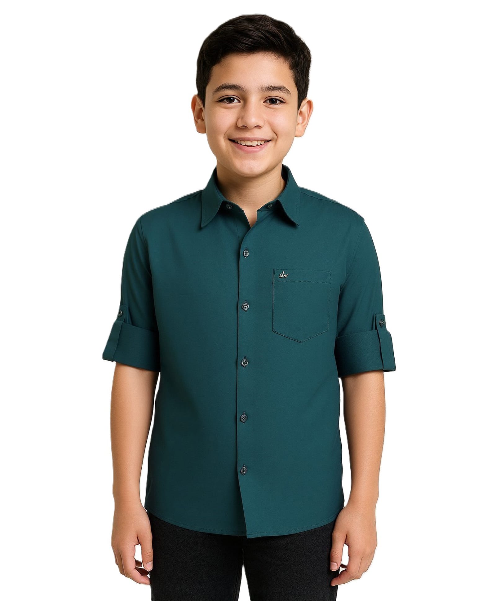 Charchit Cotton Woven Full Sleeves Solid Shirt - Teal Blue-picture-23