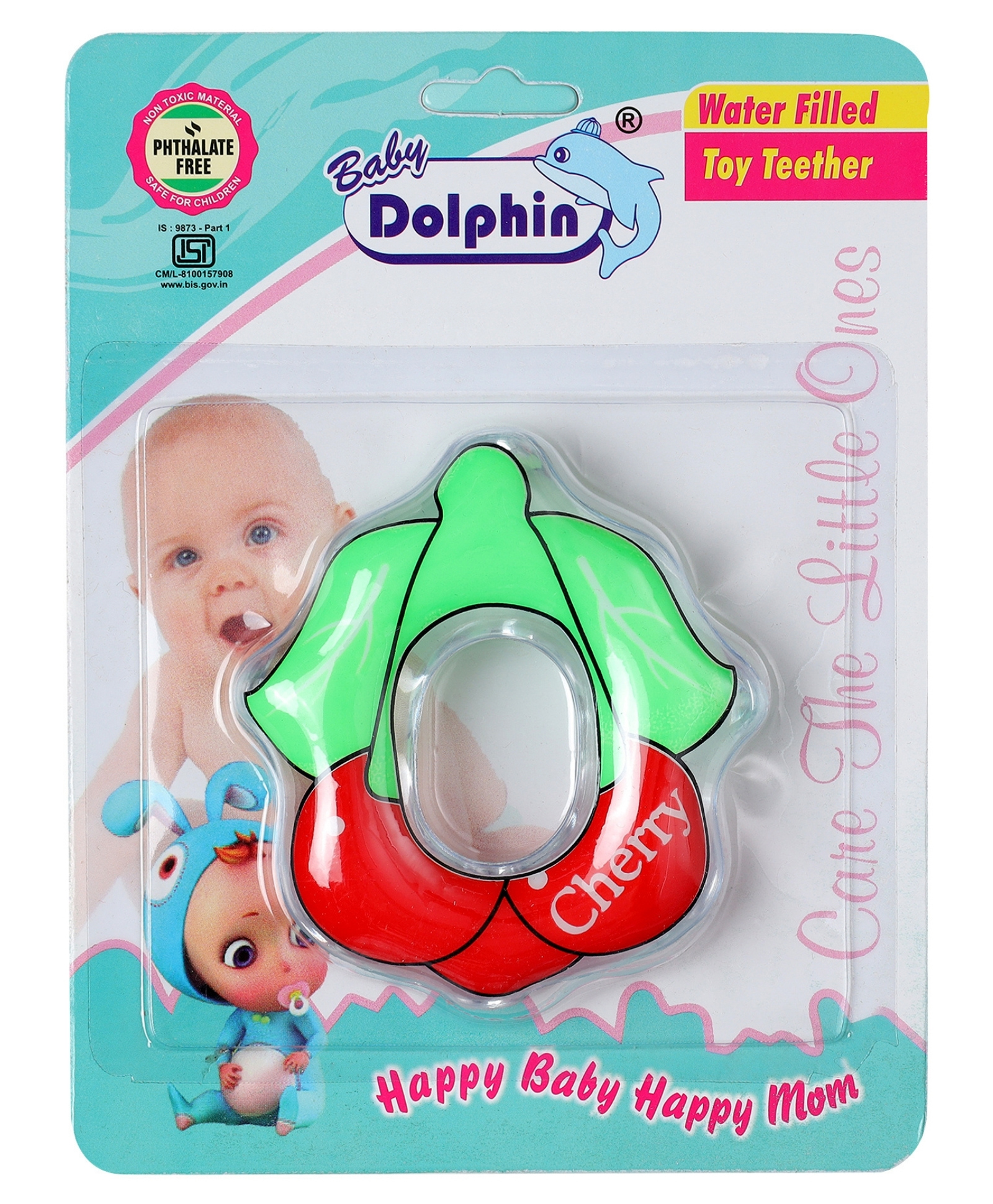 Baby Dolphin Cherry Shaped Water Filled Teether - Red-image-3