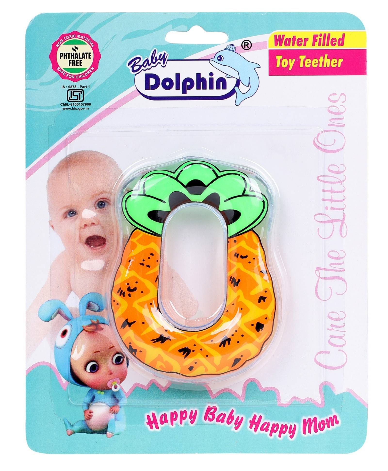 Baby Dolphin Pineapple Shaped Water Filled Teether - Yellow-image-45