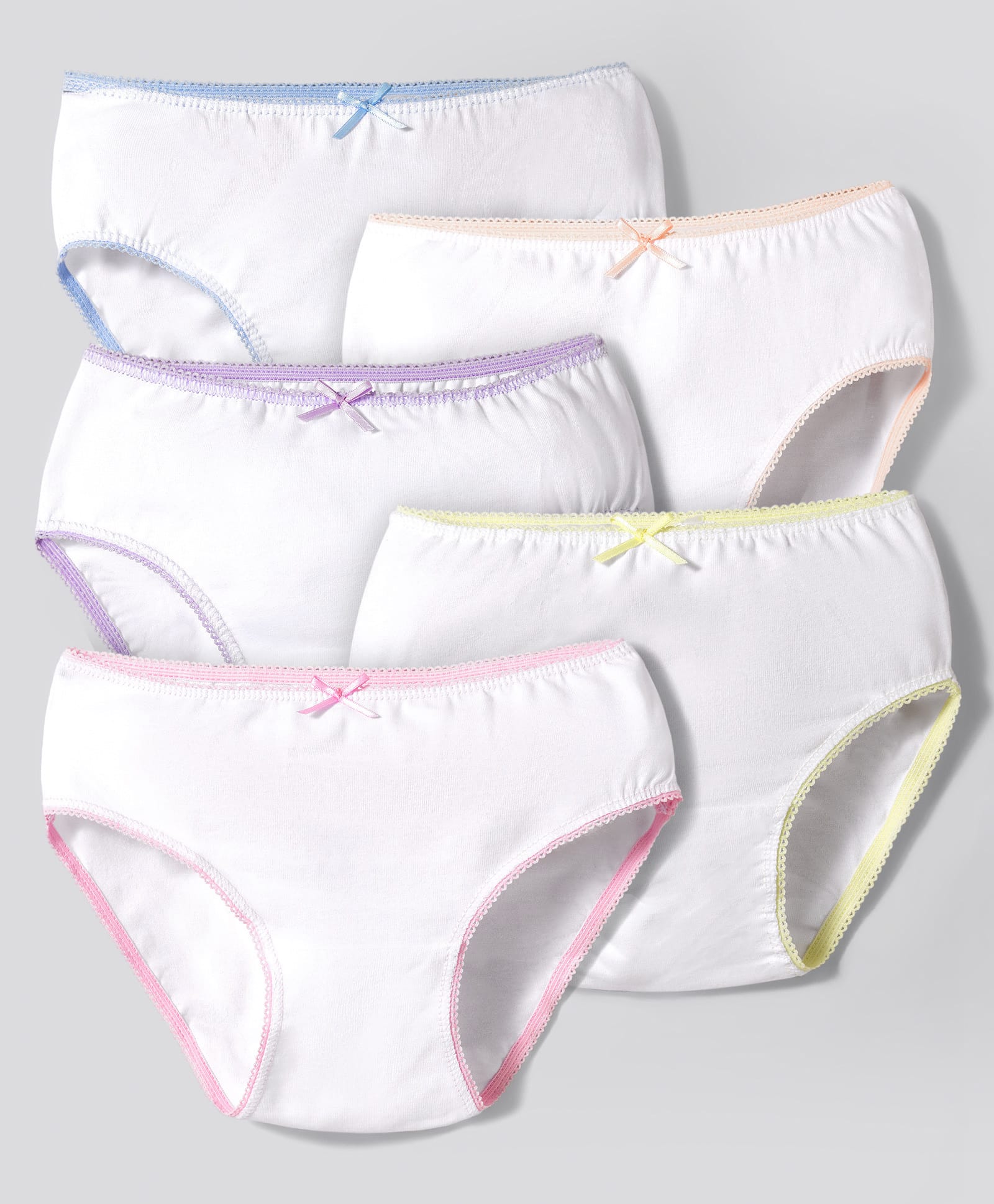 Primo Gino Cotton Knit Solid Panties With Contrast Elastic Pack of 5 - White-image-48
