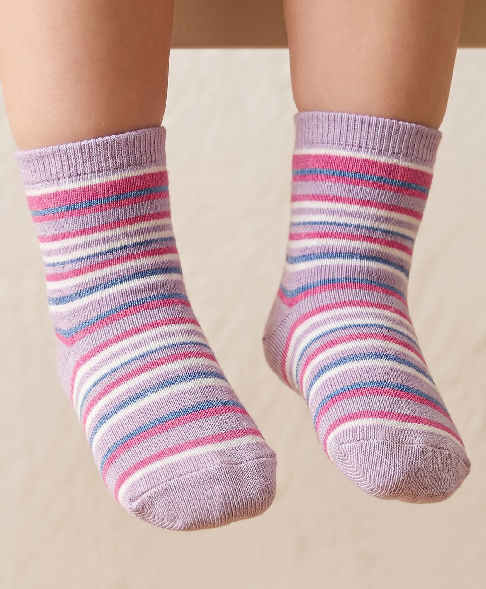 Mustang Knit Ankle Length Socks with Stripe Design - Lavender-picture-11