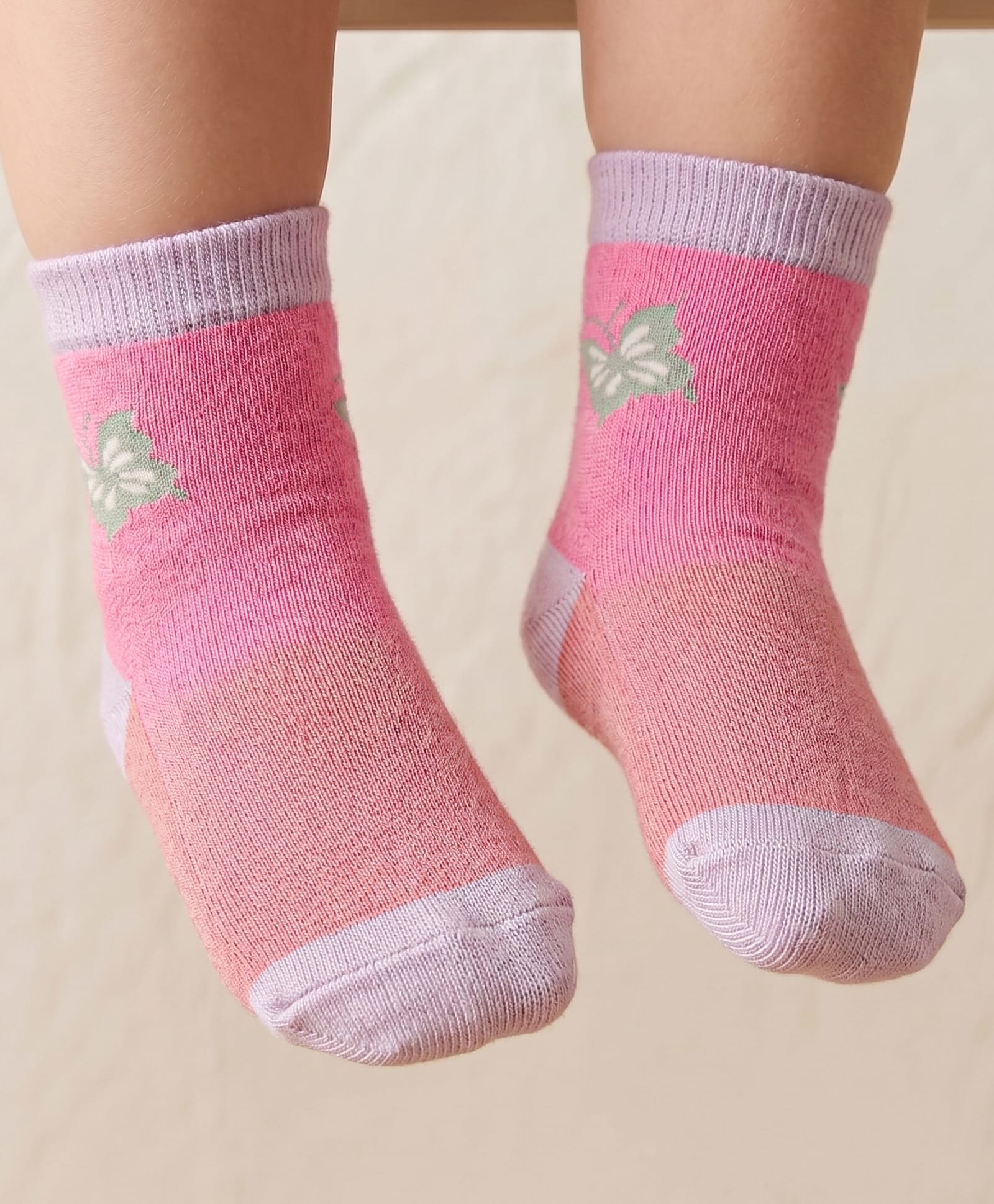 Mustang Knit Ankle Length Socks with Butterfly Design - Pink-picture-16