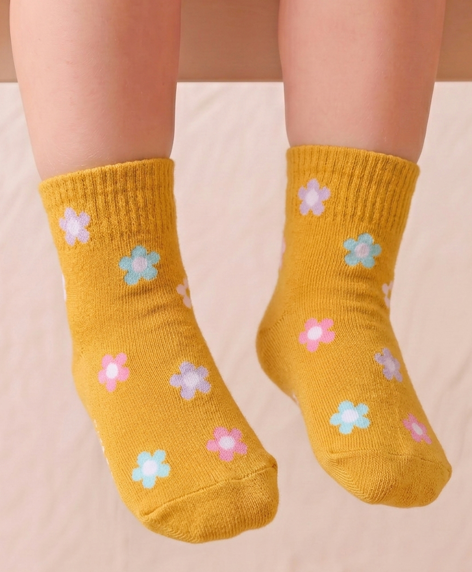 Mustang Knit Ankle Length Socks with Floral Design - Yellow-image-26