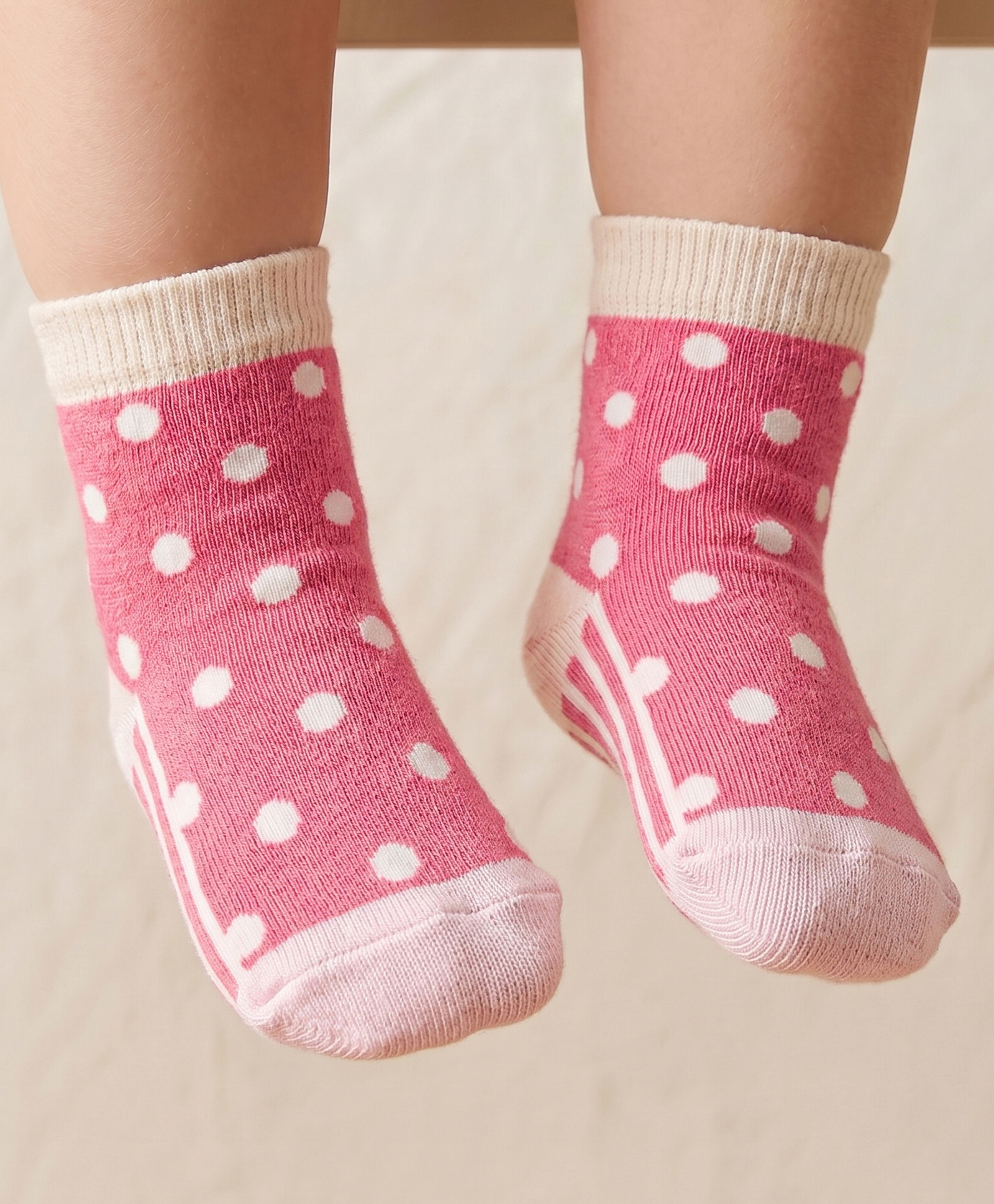 Mustang Knit Mid Calf Length Socks with Polka Dot Design - Pink-picture-21