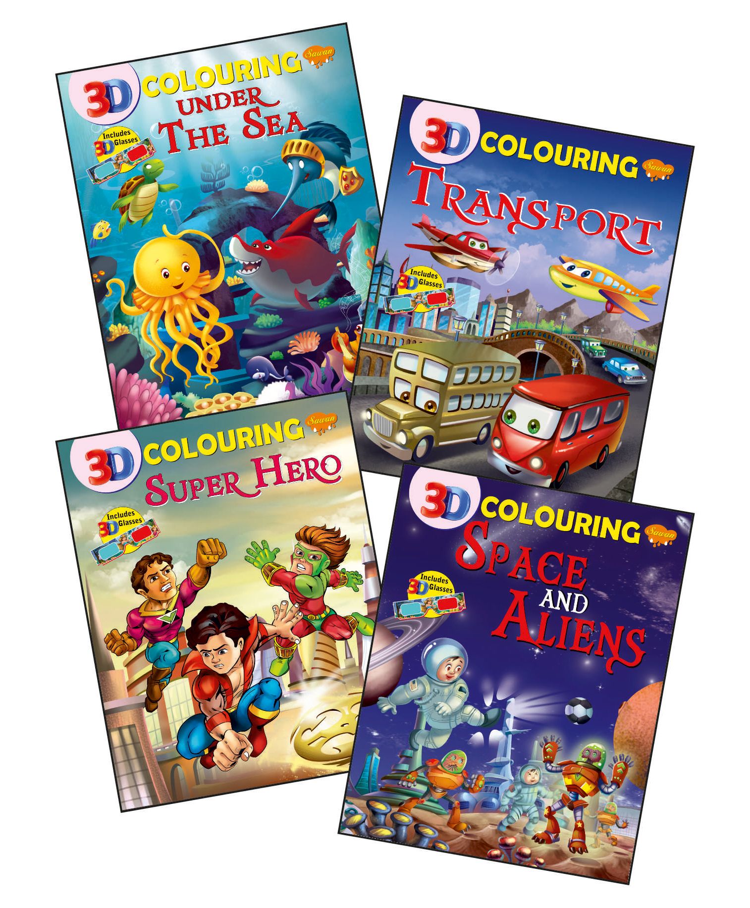 Sawan 3D Colouring Book Set of 4 - English-image-9