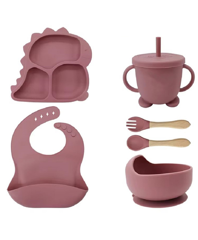 TERI BERI 5-in-1 Silicone Baby Feeding Set | Suction Bowl, Sippy Cup, Bib, Spoon & Fork, Dinosaur Plate | BPA Free, Food Grade, Unbreakable, Dishwasher Safe | Baby Weaning Feeding Set-image-43