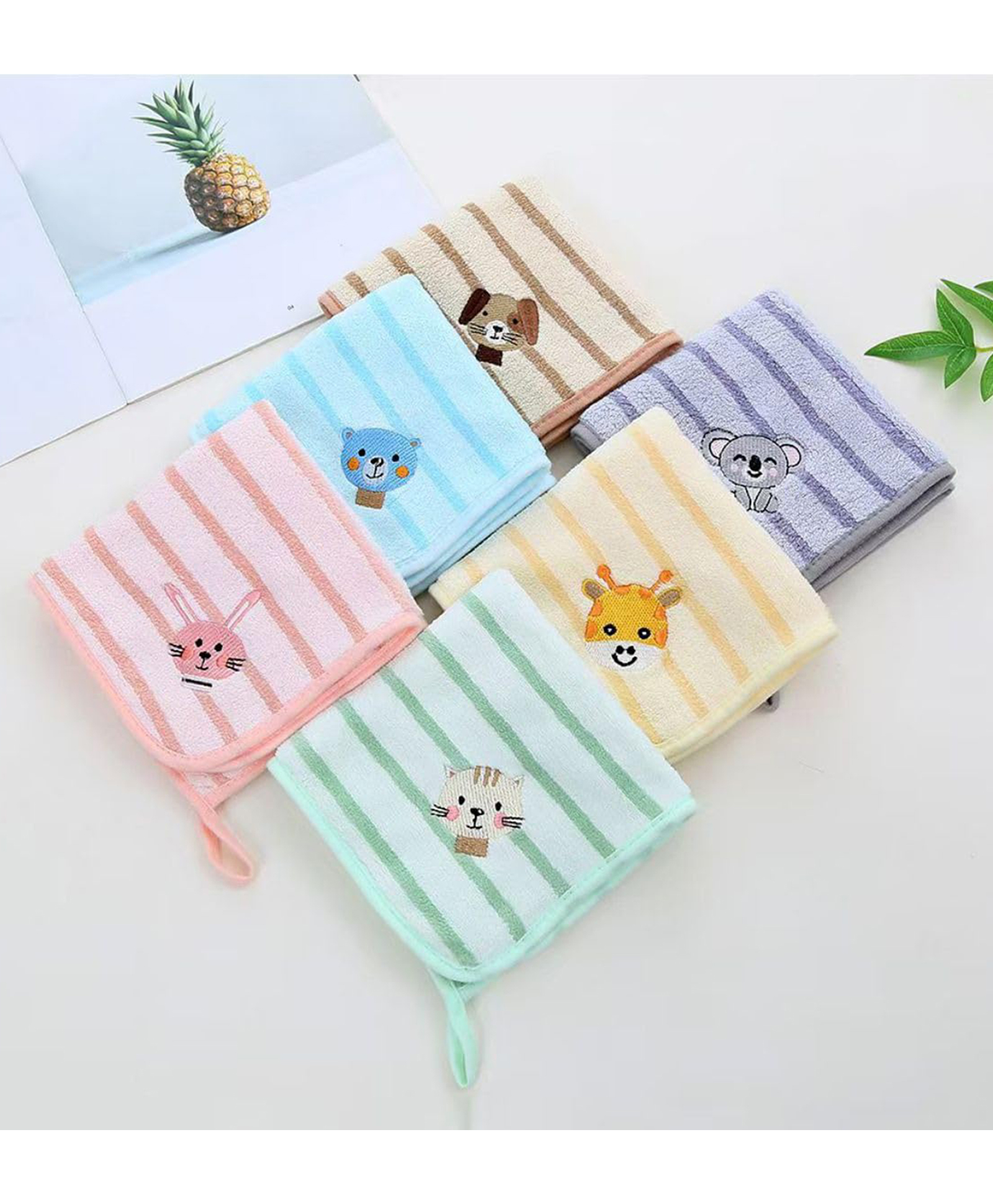 TERI BERI Baby Washcloths Ultra Soft Cotton Face Towels with Cute Animal Embroidery, 30x30 cm, Gentle for Newborns & Toddlers-picture-14