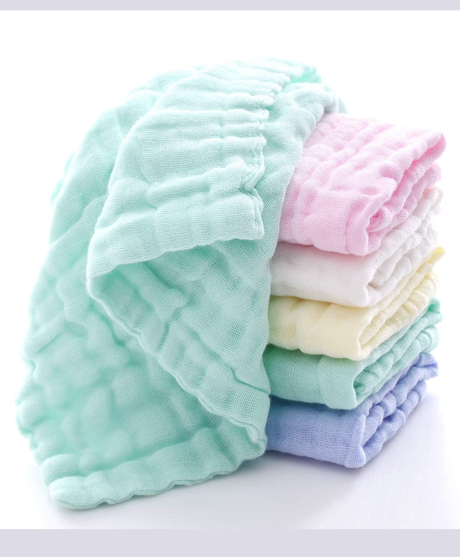 TERI BERI Muslin Cotton Printed Face Towels for Newborn Baby Extra Soft Hankies Reusable Napkins for Infants Toddlers - 25x25 cm (Pack of 5,Solid)-picture-19