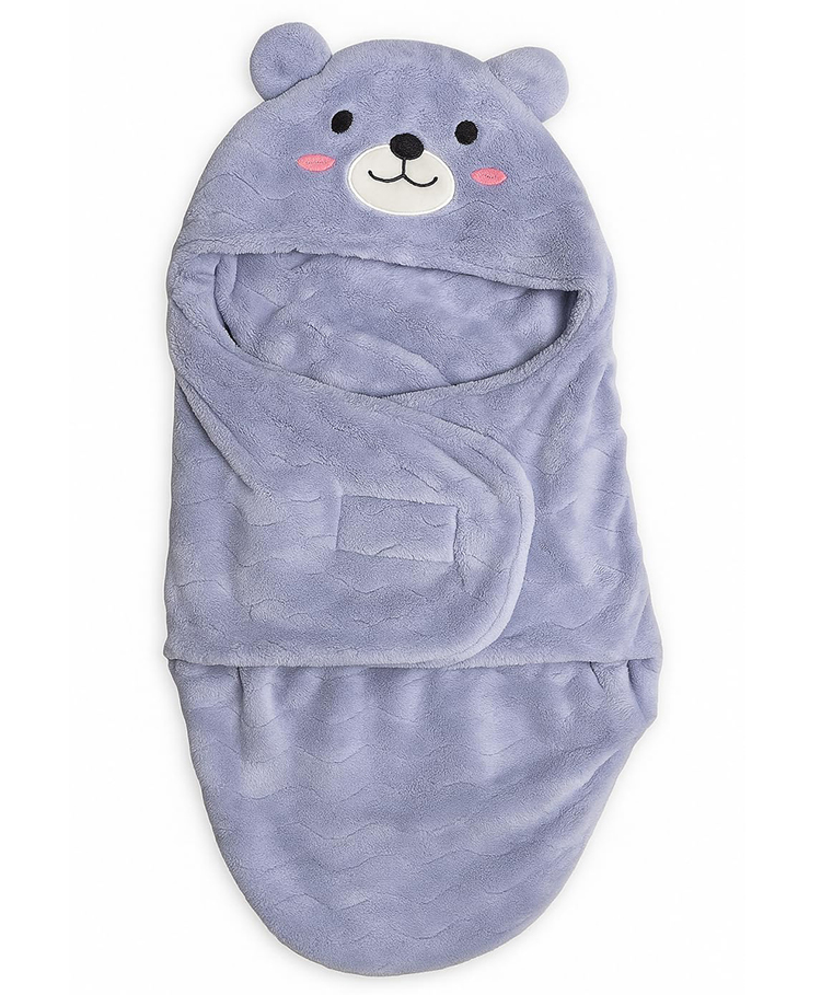 TERI BERI Baby Sleeping Bag with Hood | Soft Fleece Bear Swaddle Blanket for Infants & New Born Baby | Cozy, Warm & Breathable Wrapper Easy to Carry & Travel 0-6 Months-picture-28