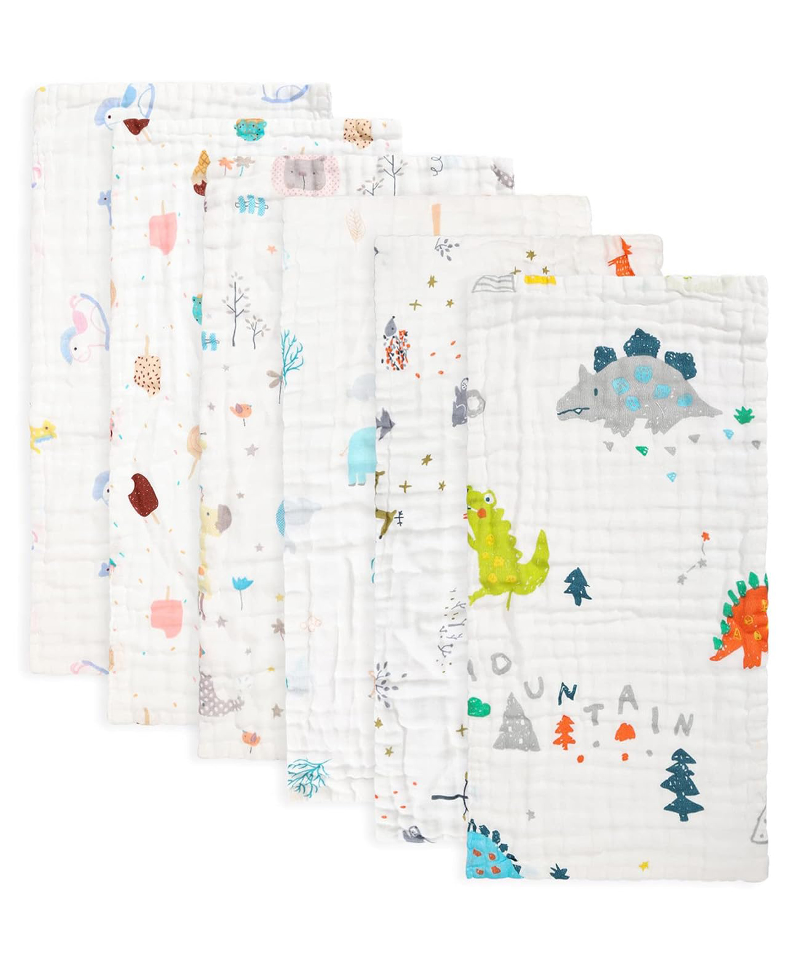 TERI BERI Muslin Burp Cloths 100% Cotton Large 25x50 cm Extra Soft and Absorbent Baby Burping Cloth for Boys Girls - White (Pack of 2)-image-41
