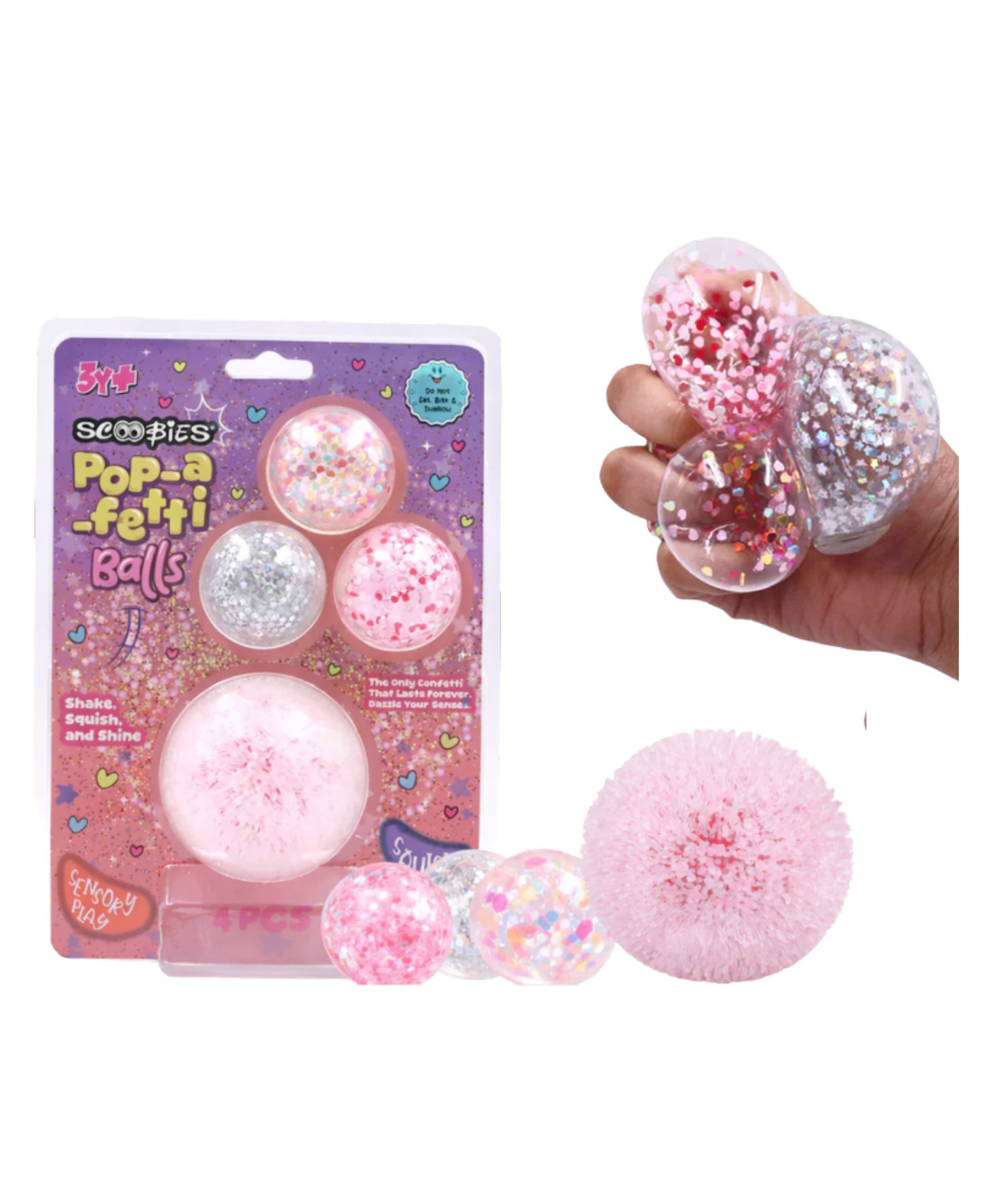 Scoobies Pop-a-fetti Sensory Squishy Balls Confetti Glitter Set of 4-image-8