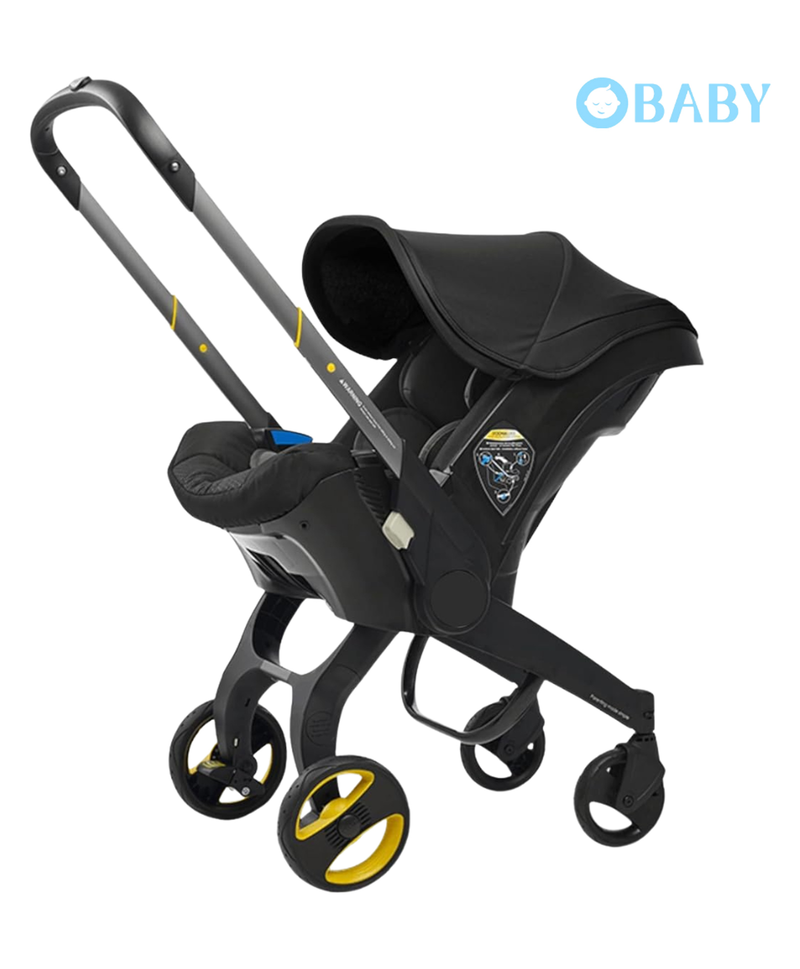 OBABY Stroller cum Car Seat 5 Point Safety Harness Ergonomic Foldable seat Stroller for New Born and Toddler-Black-picture-17