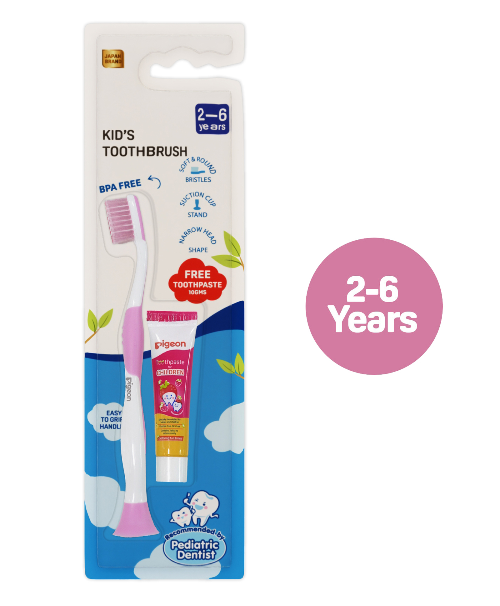 Pigeon Kids Toothbrush with Strawberry Flavour Free Toothpaste - Pink-image-19