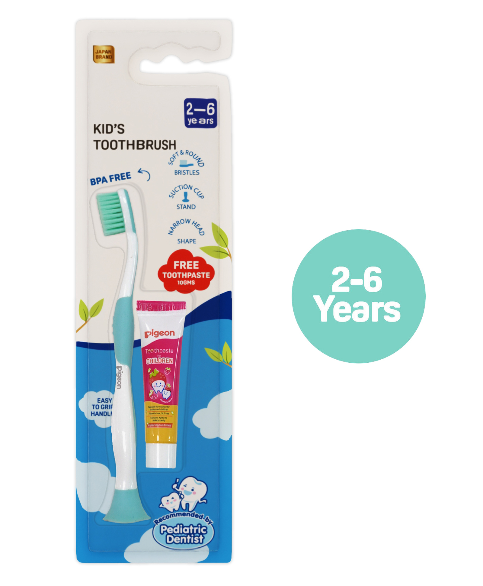 Pigeon Kids Toothbrush with Strawberry Flavour Free Toothpaste - Blue-image-18