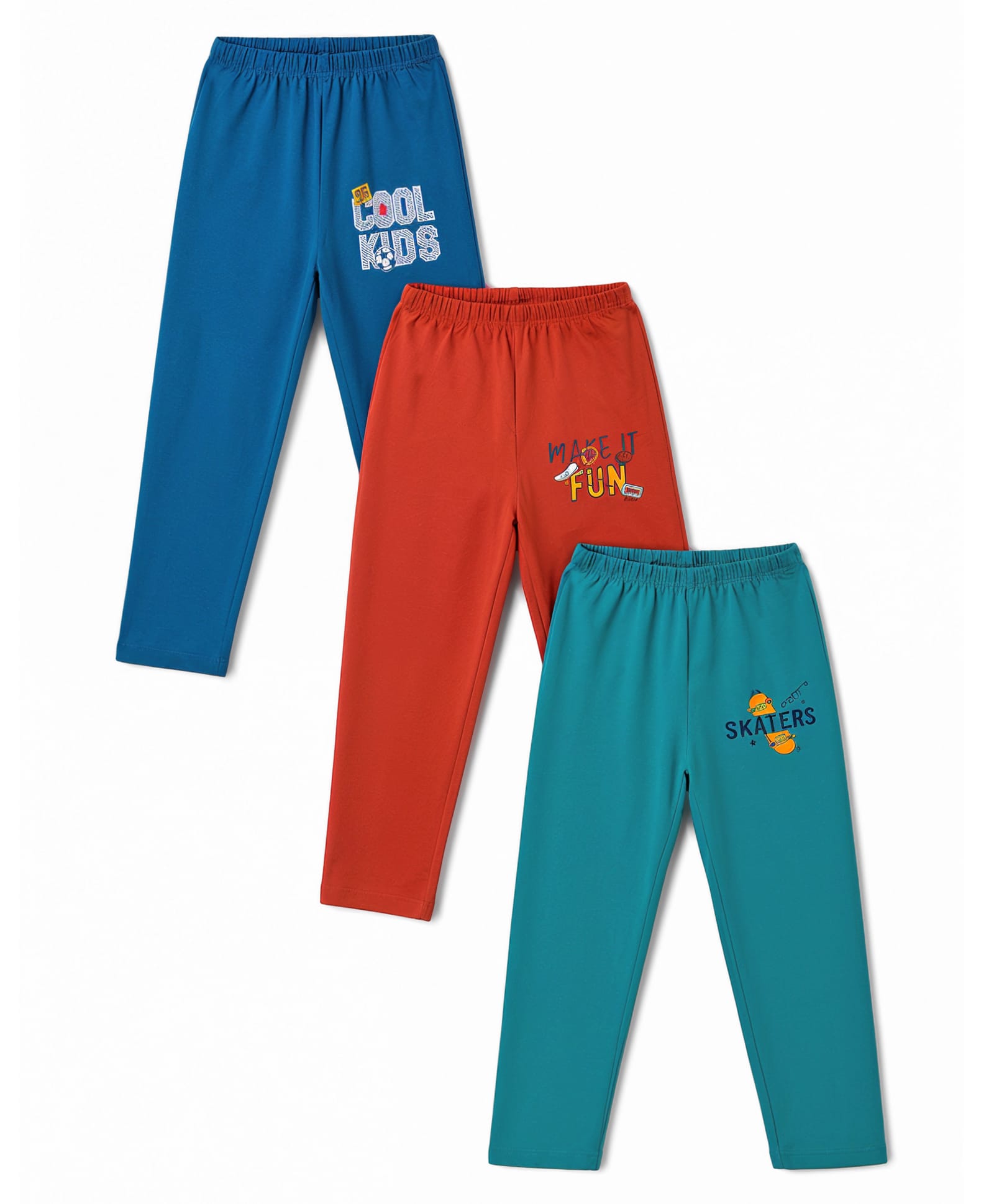 OHMS Single Jersey Knit Full Length Lounge Pants With Text Print Pack of 3 - Multicolor-image-32