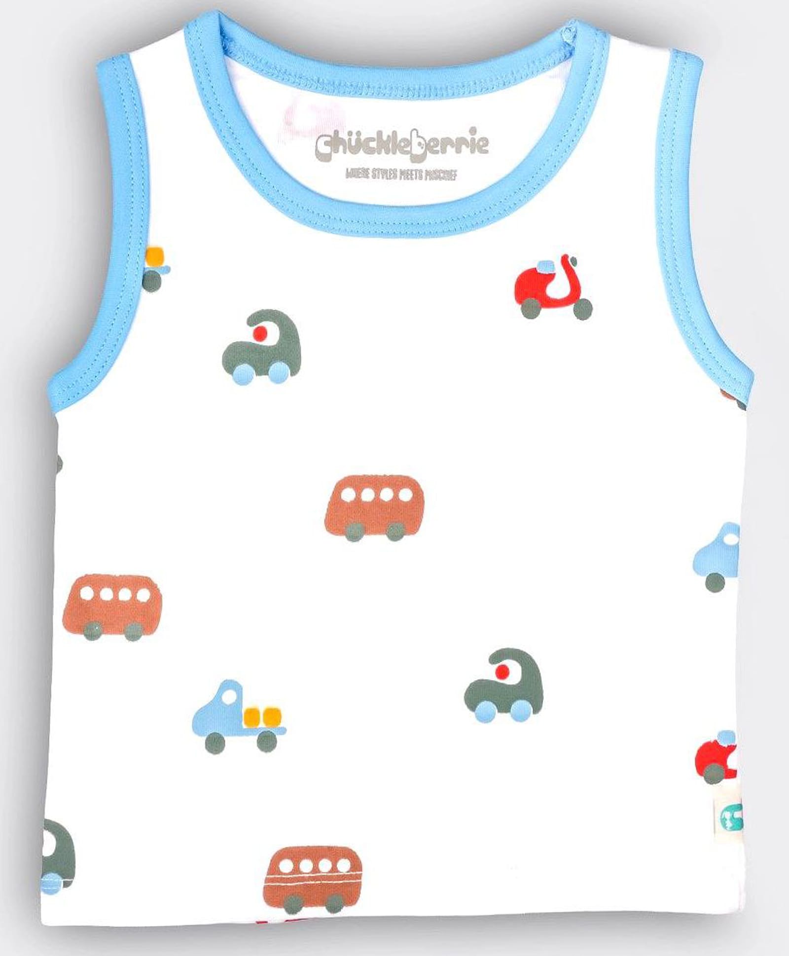 chuckleberrie Cotton Knit Sleeveless Vehicle Printed Vest - White-picture-14