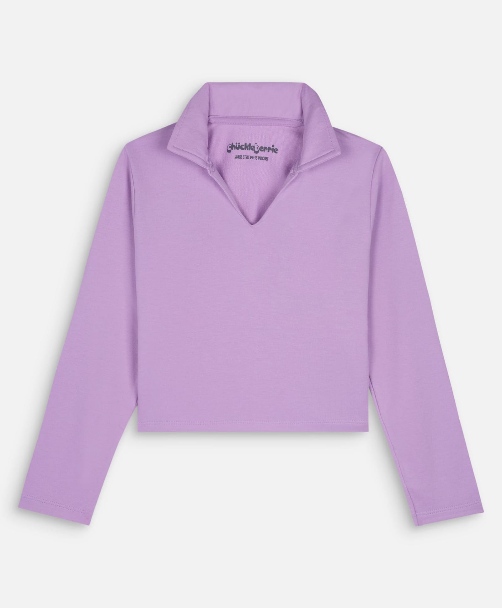 chuckleberrie Cotton Knit Full Sleeves Solid Cropped Light Winter Sweatshirt - Purple-picture-31