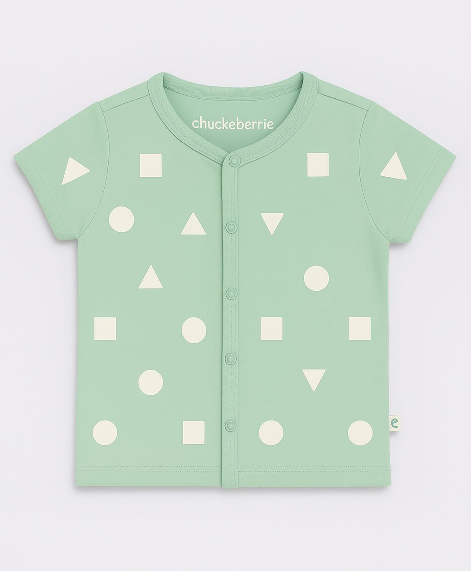 chuckleberrie Cotton Knit Half Sleeves Geometric Printed Jhabla - Green-picture-13
