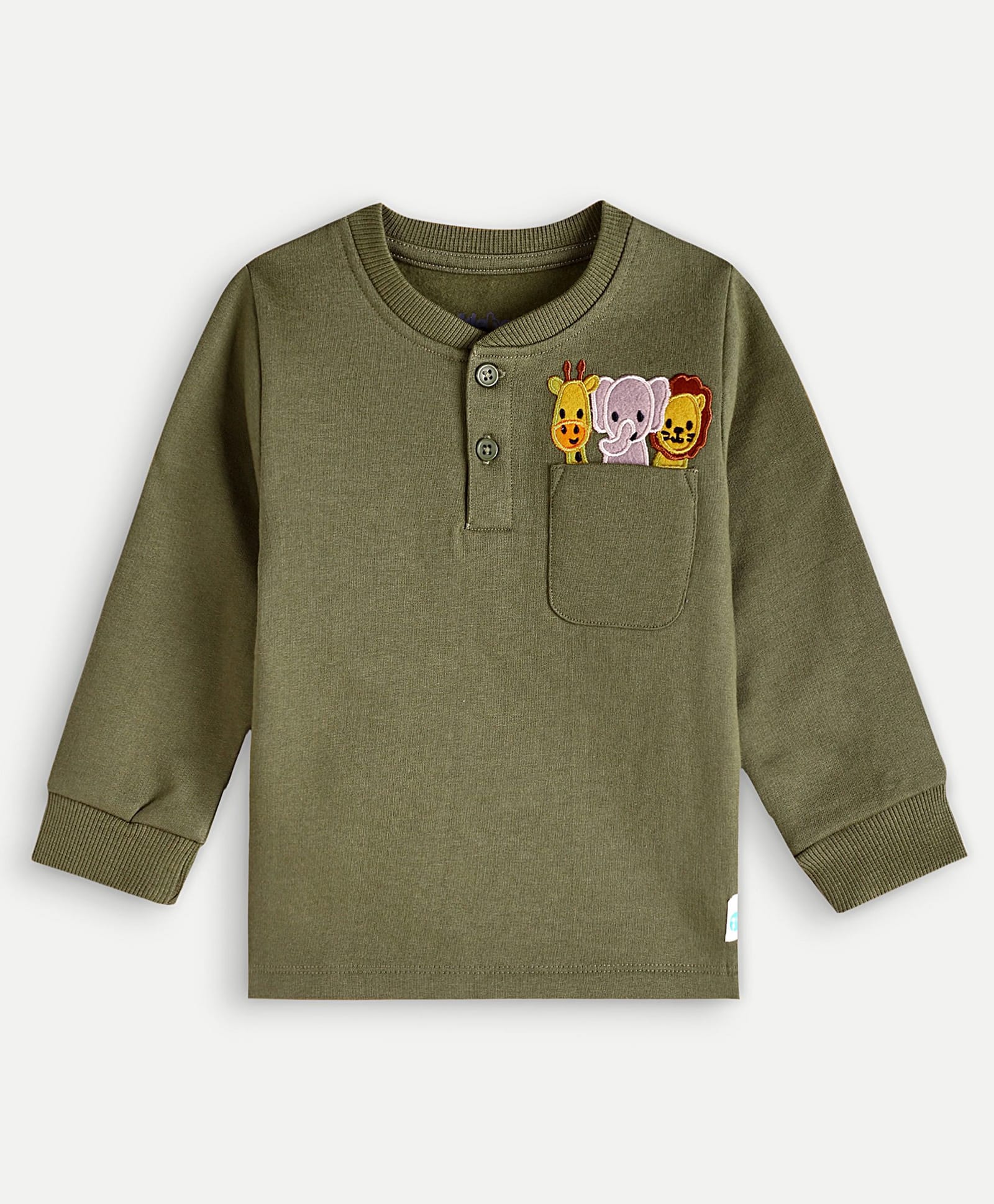 chuckleberrie Cotton Knit Full Sleeves Animal Embroidered Light Winter Sweatshirt - Green-picture-30