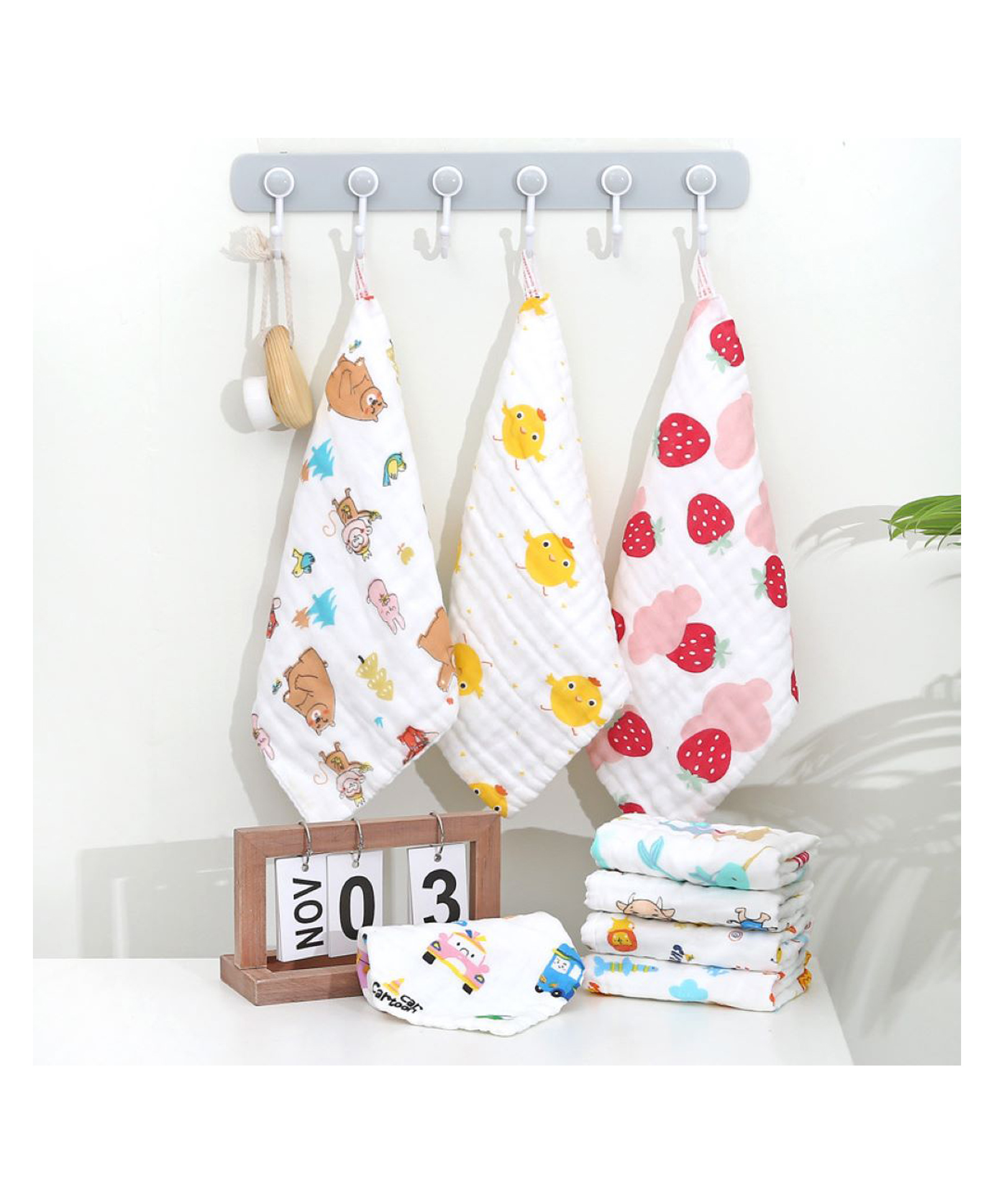 Domenico Premium Ultra Soft Muslin Cotton Wash Cloth Pack of 3 - (Colour & Print May Vary)-picture-18