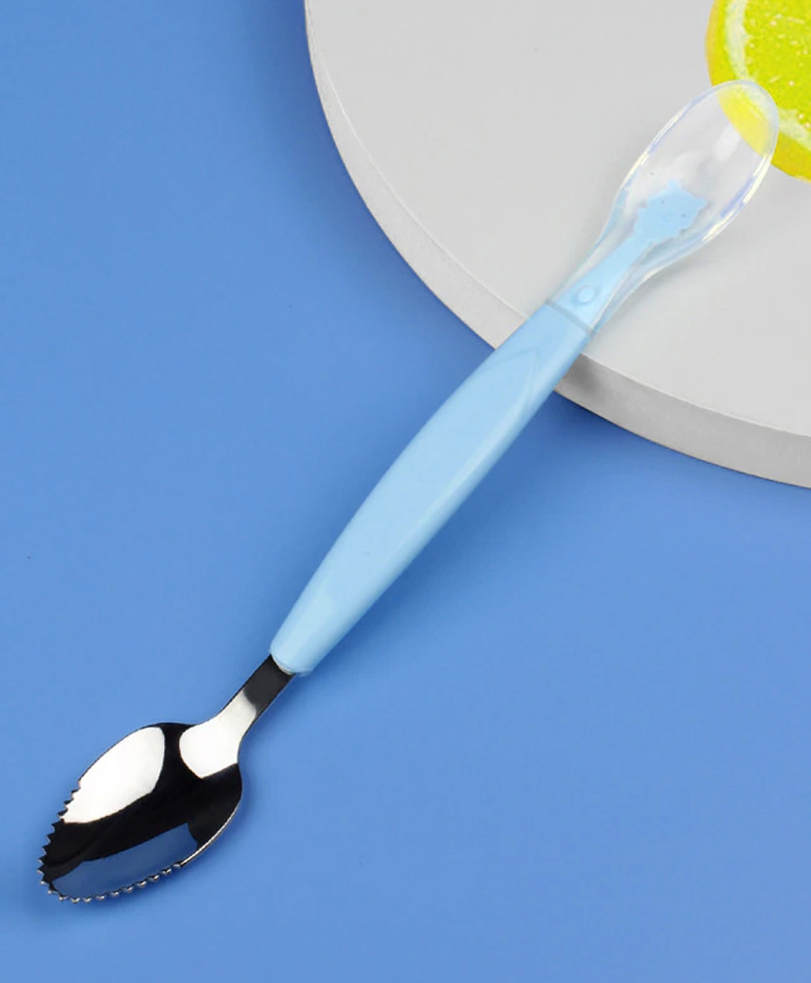 Domenico Soft Silicone Baby Fruit Scraping Feeding Spoon - Blue-picture-35