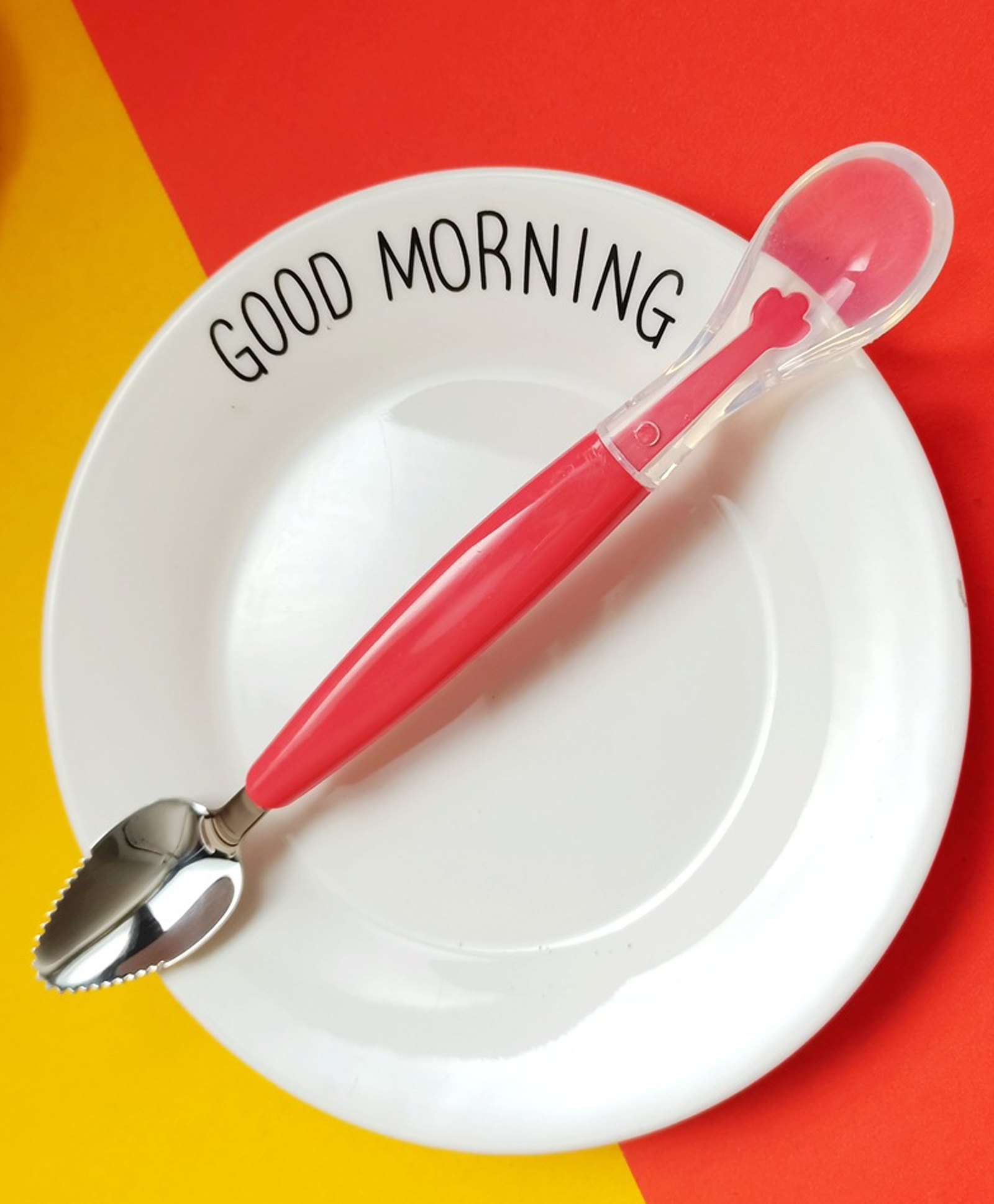 Domenico Soft Silicone Baby Fruit Scraping Feeding Spoon - Red-picture-36